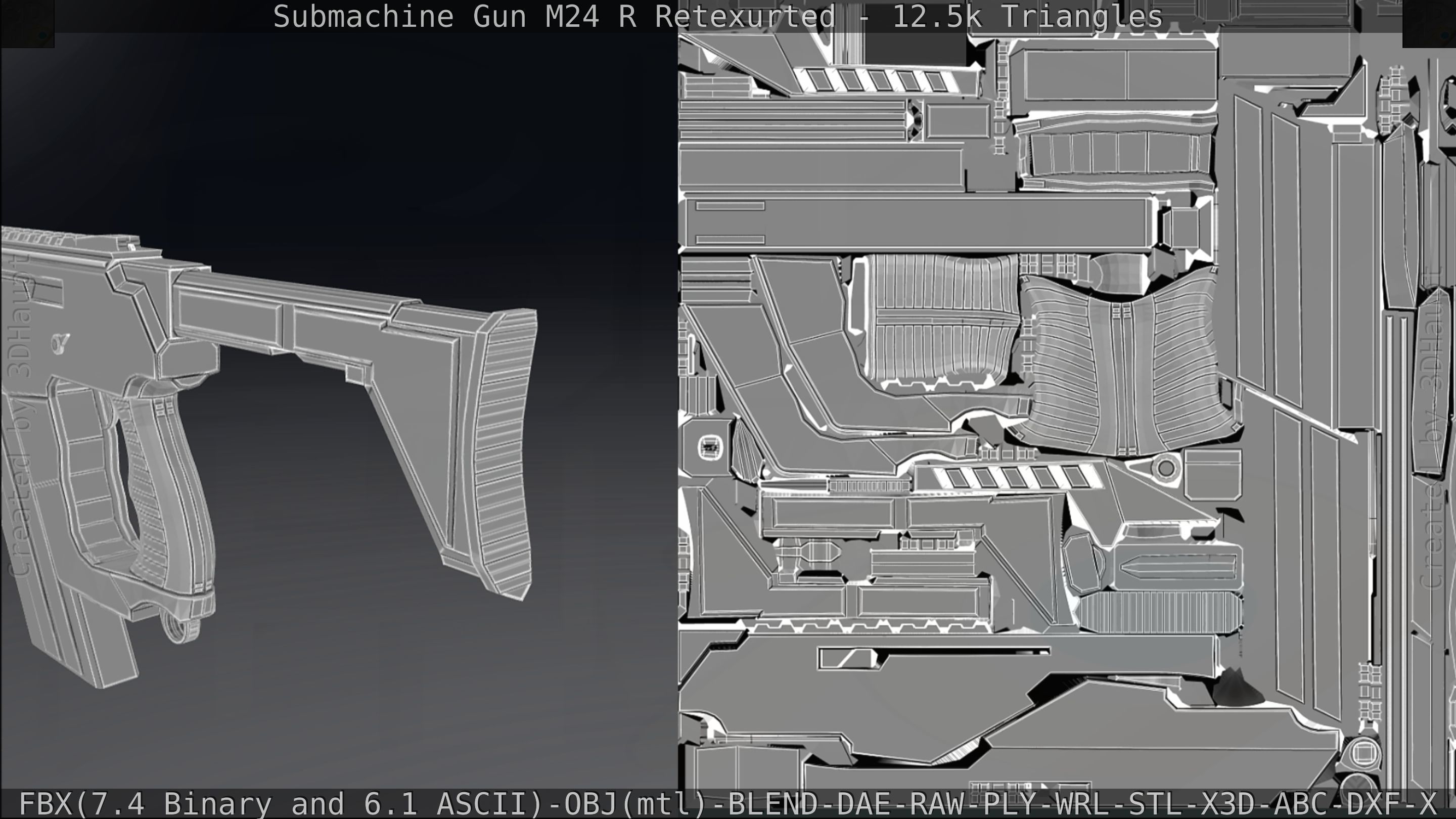 Submachine Gun M24 R Retexurted Low-poly 3D model_353