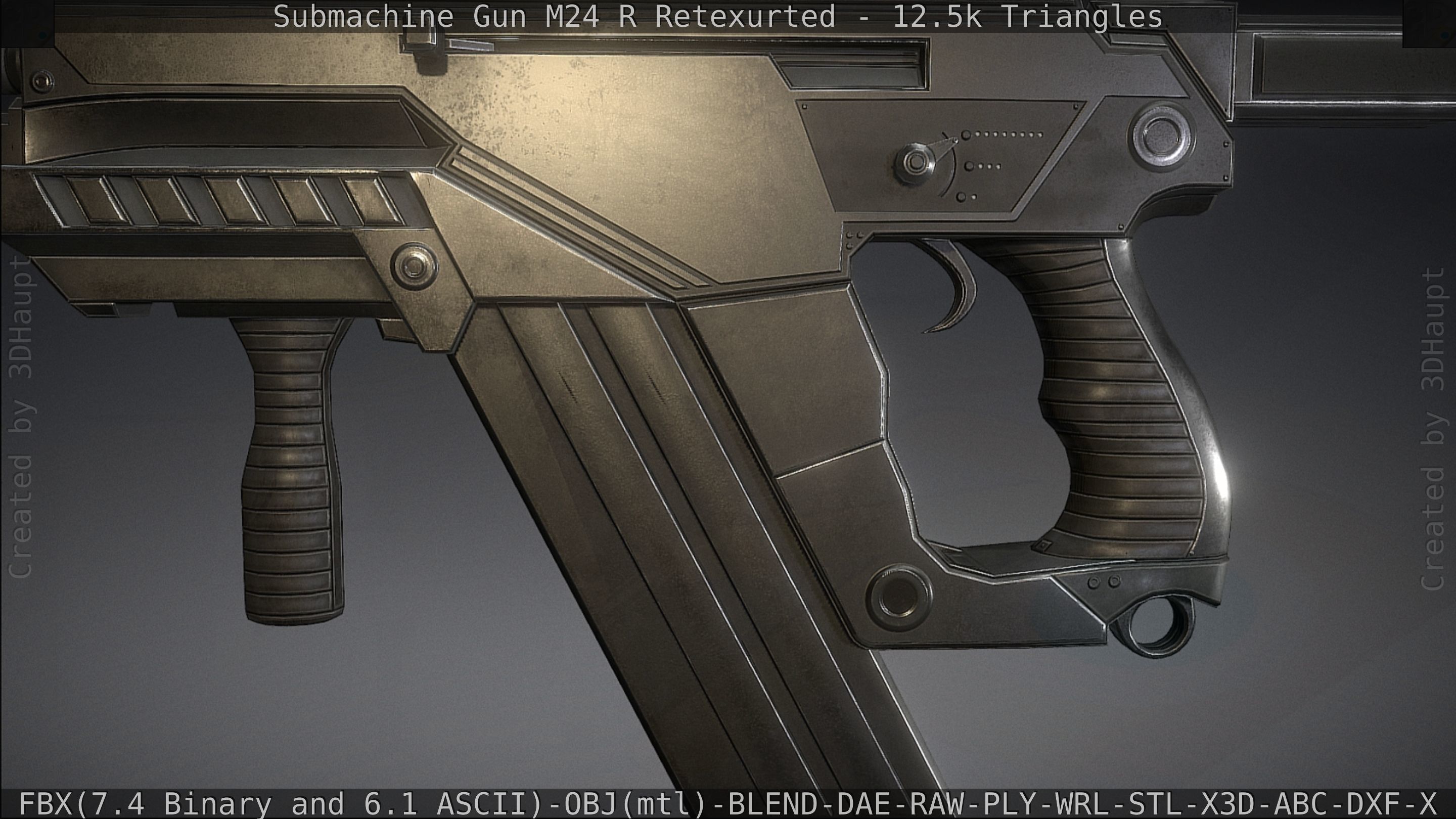 Submachine Gun M24 R Retexurted Low-poly 3D model_165