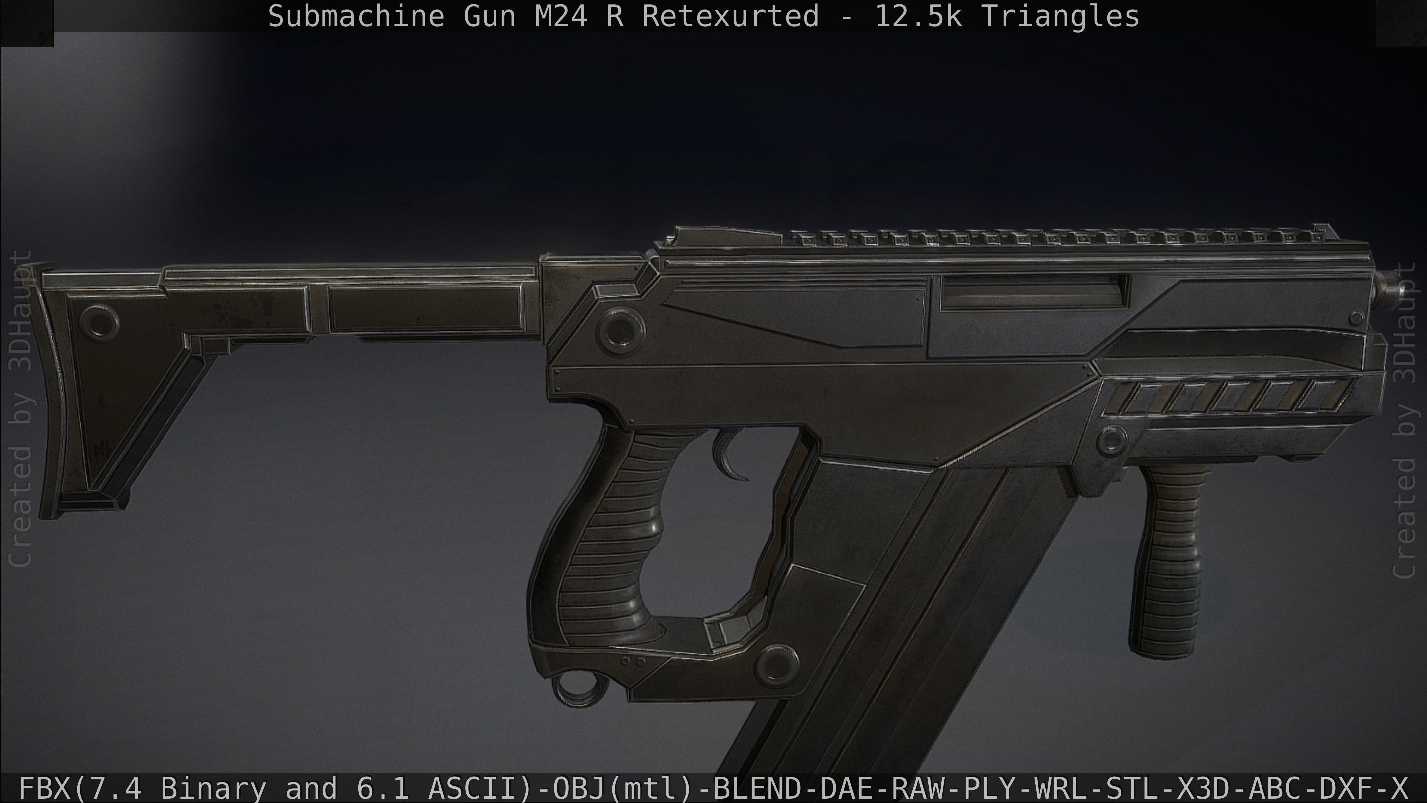 Submachine Gun M24 R Retexurted Low-poly 3D model_113