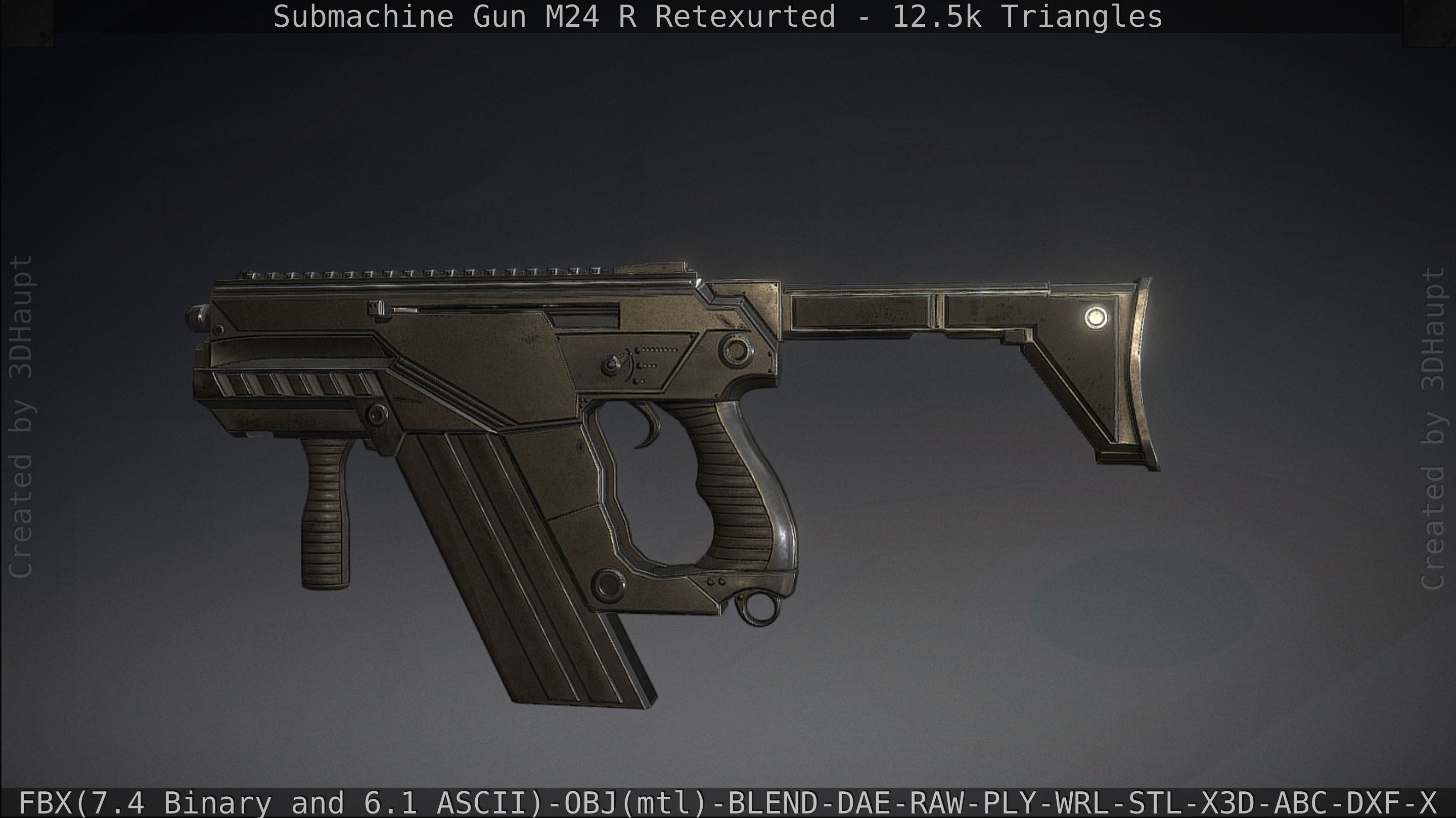 Submachine Gun M24 R Retexurted Low-poly 3D model_126