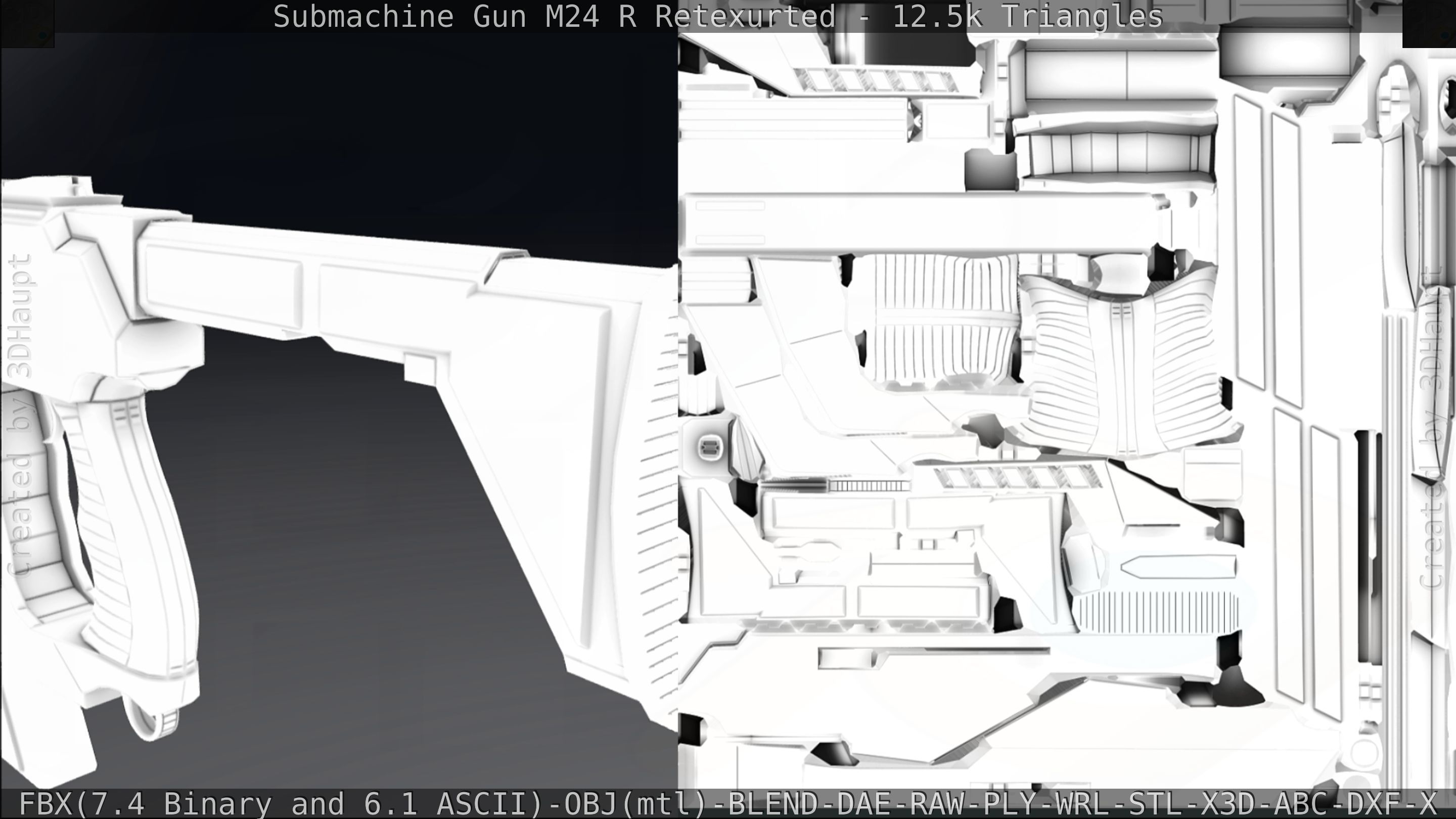 Submachine Gun M24 R Retexurted Low-poly 3D model_350