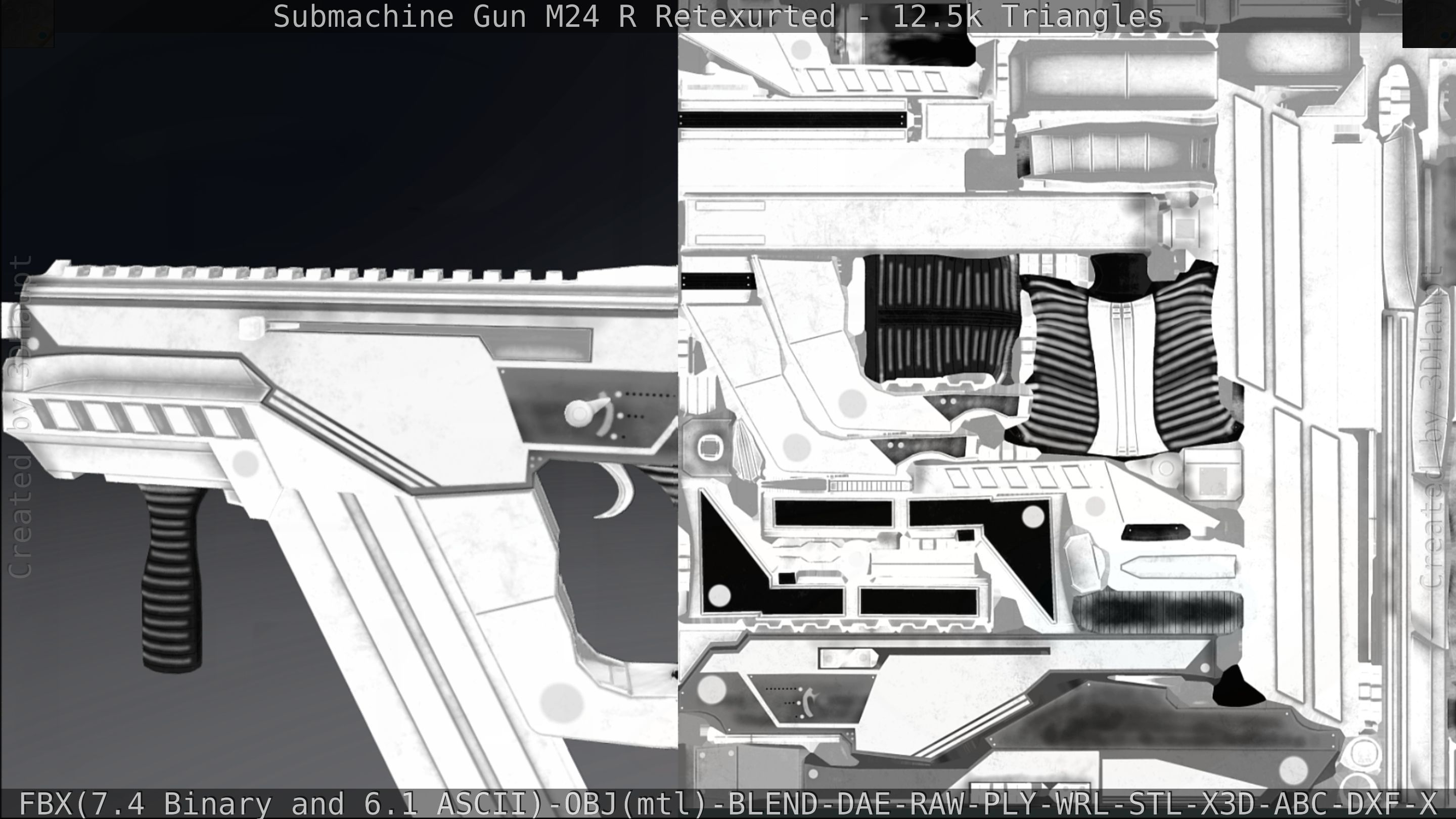 Submachine Gun M24 R Retexurted Low-poly 3D model_262