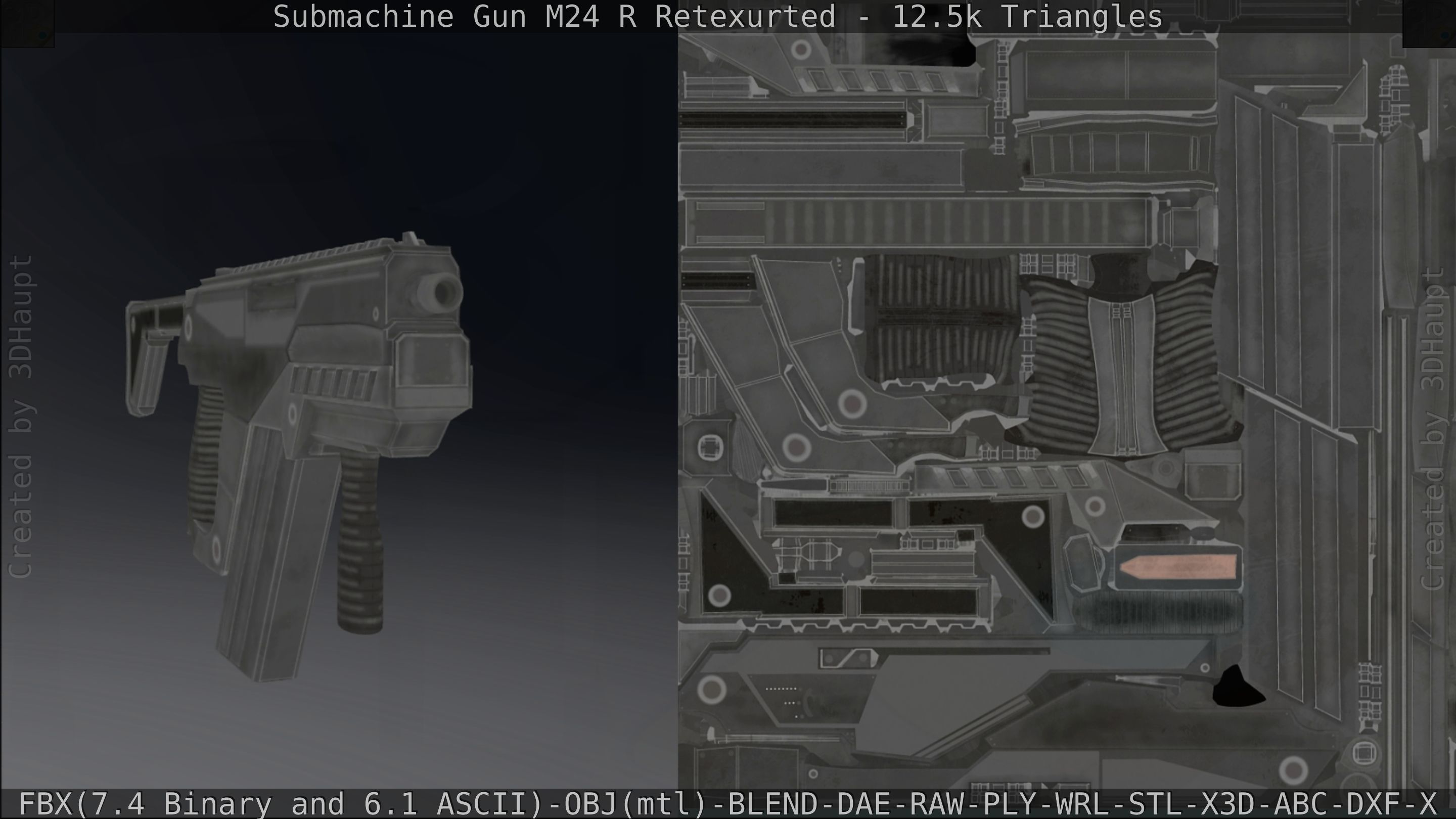 Submachine Gun M24 R Retexurted Low-poly 3D model_252