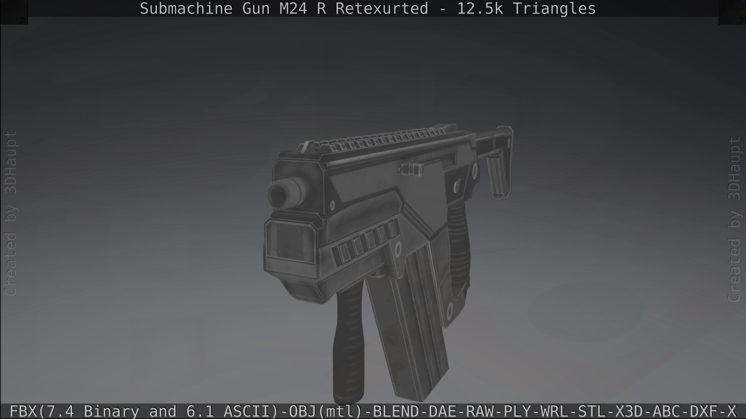 Submachine Gun M24 R Retexurted Low-poly 3D model_399
