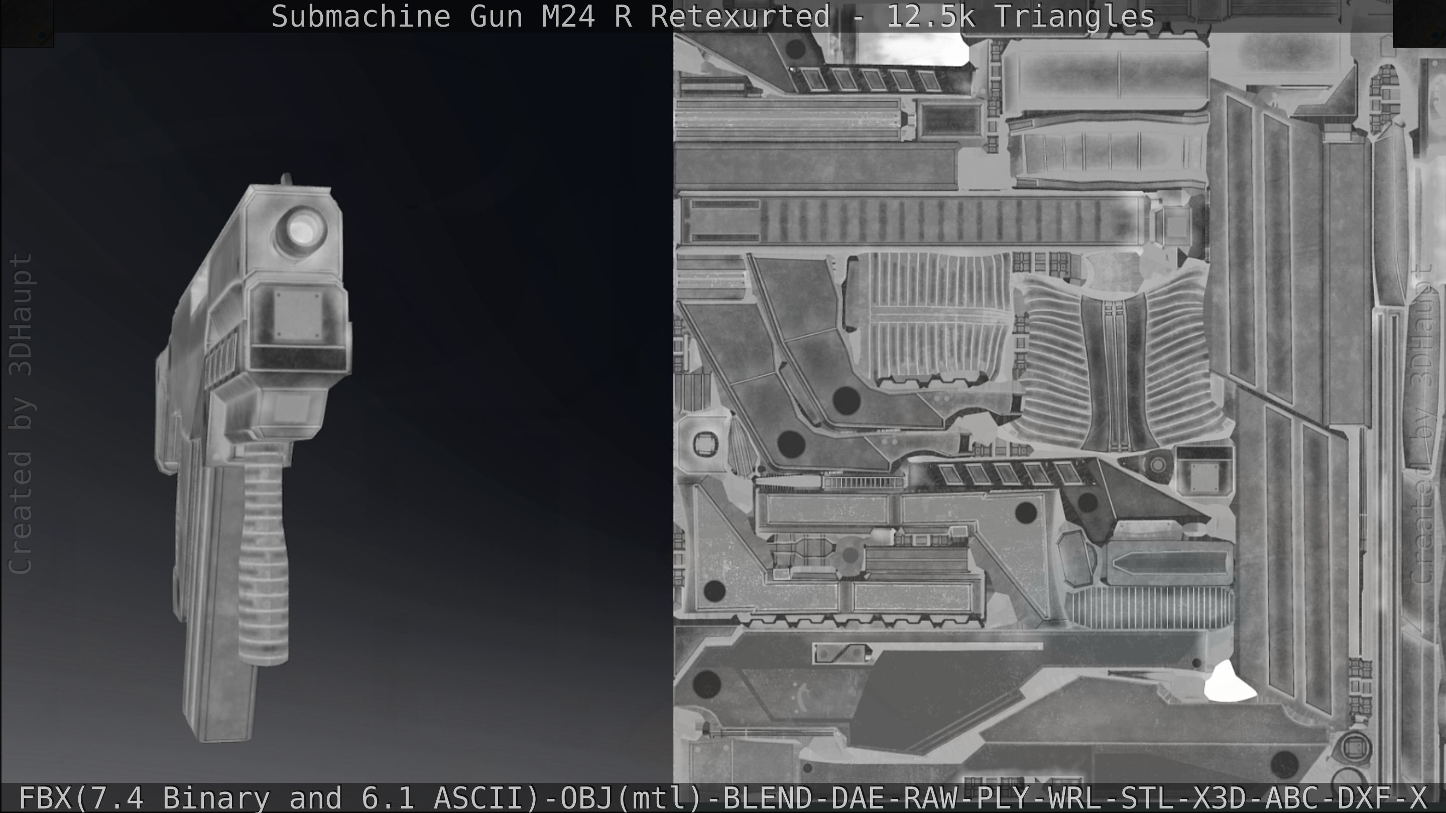Submachine Gun M24 R Retexurted Low-poly 3D model_280