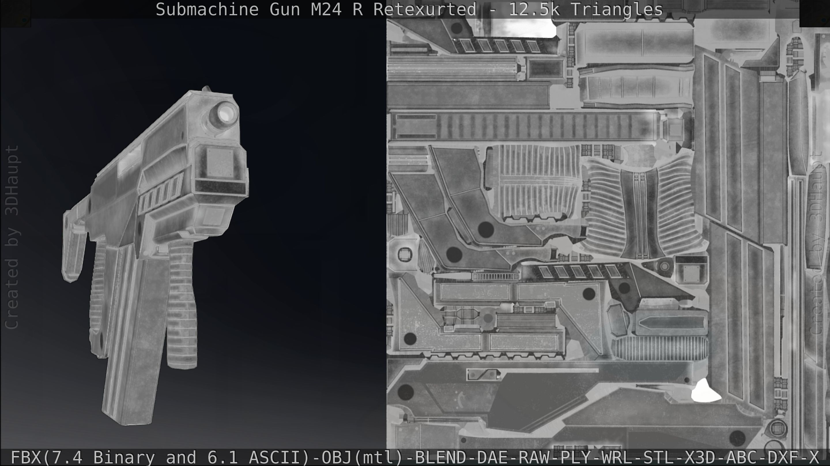 Submachine Gun M24 R Retexurted Low-poly 3D model_278