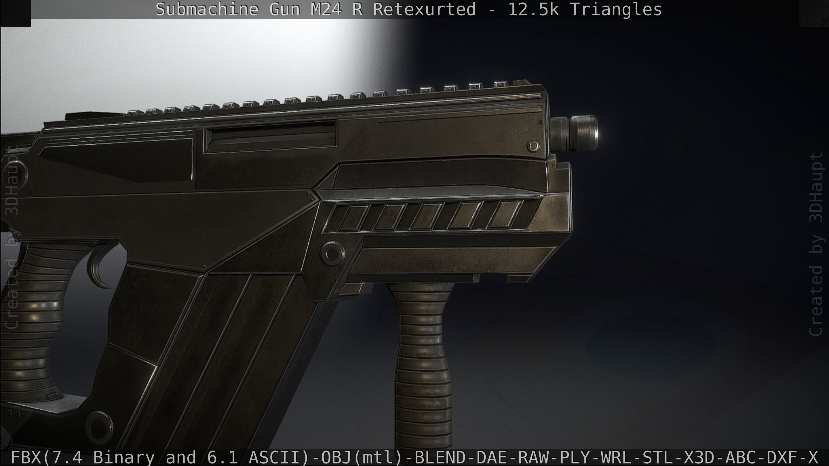 Submachine Gun M24 R Retexurted Low-poly 3D model_153