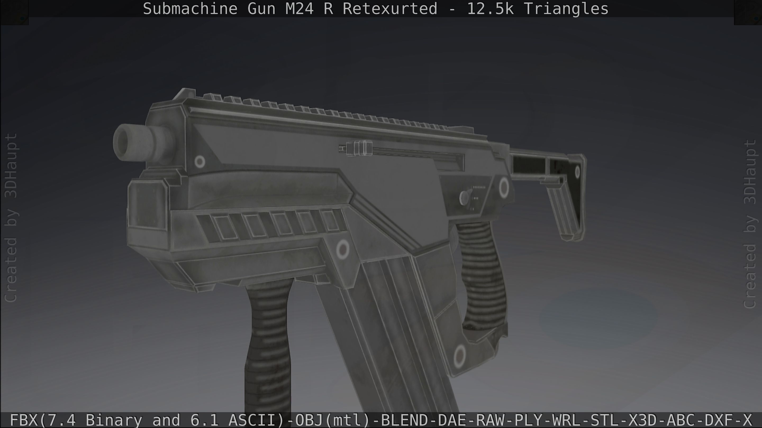 Submachine Gun M24 R Retexurted Low-poly 3D model_243