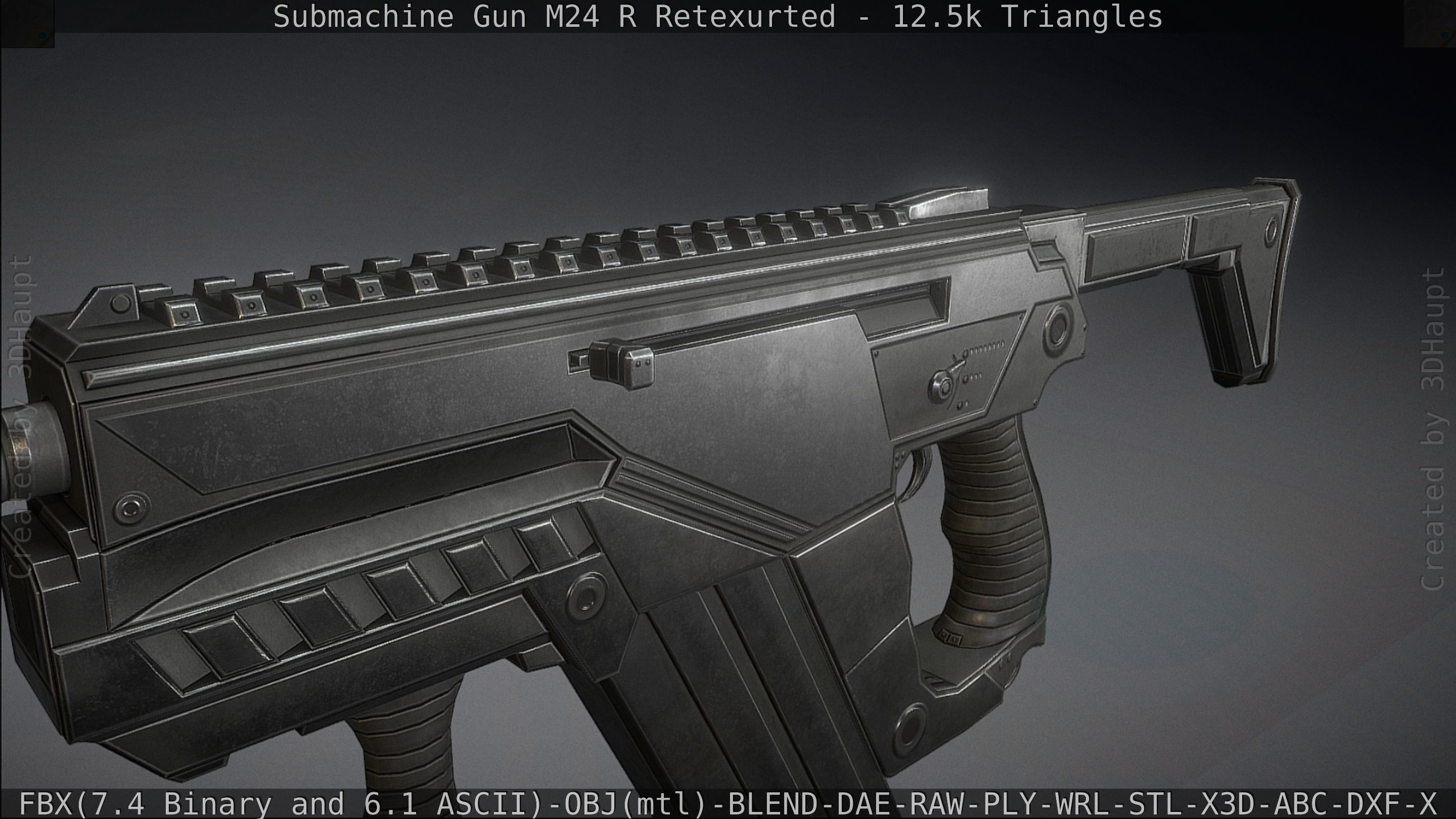 Submachine Gun M24 R Retexurted Low-poly 3D model_46