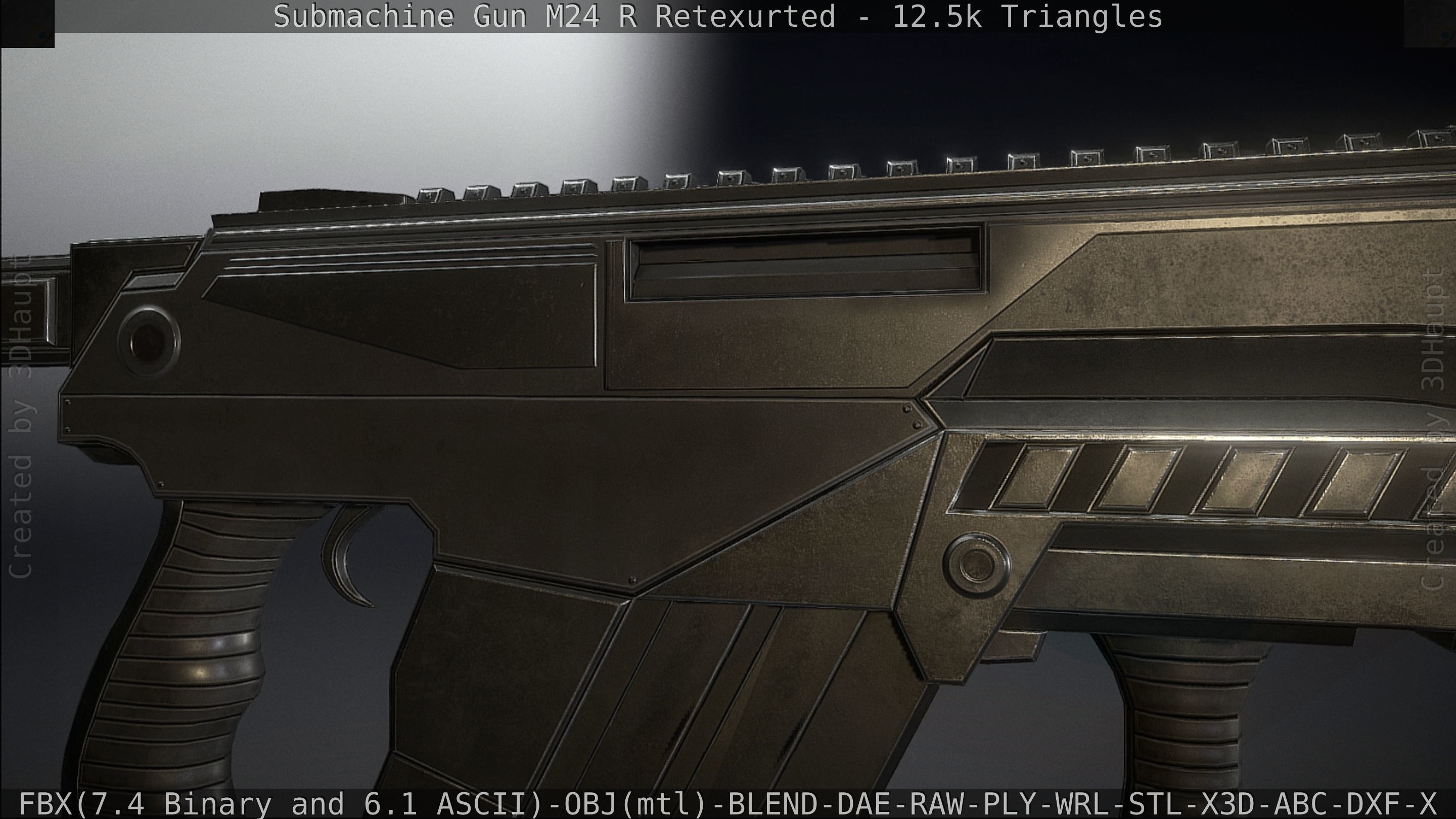 Submachine Gun M24 R Retexurted Low-poly 3D model_150