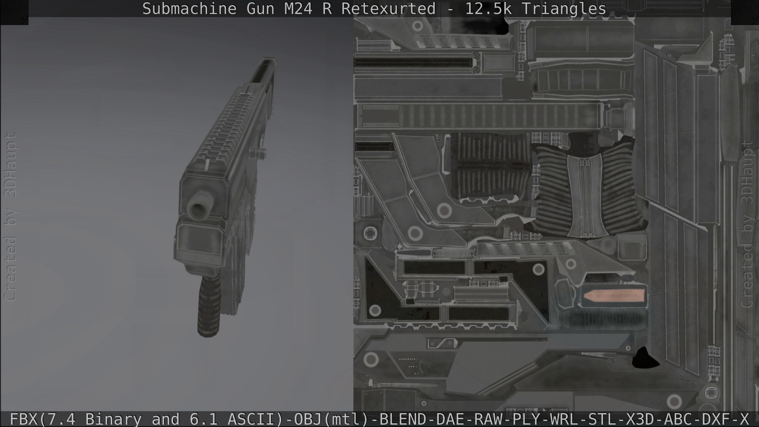 Submachine Gun M24 R Retexurted Low-poly 3D model_439