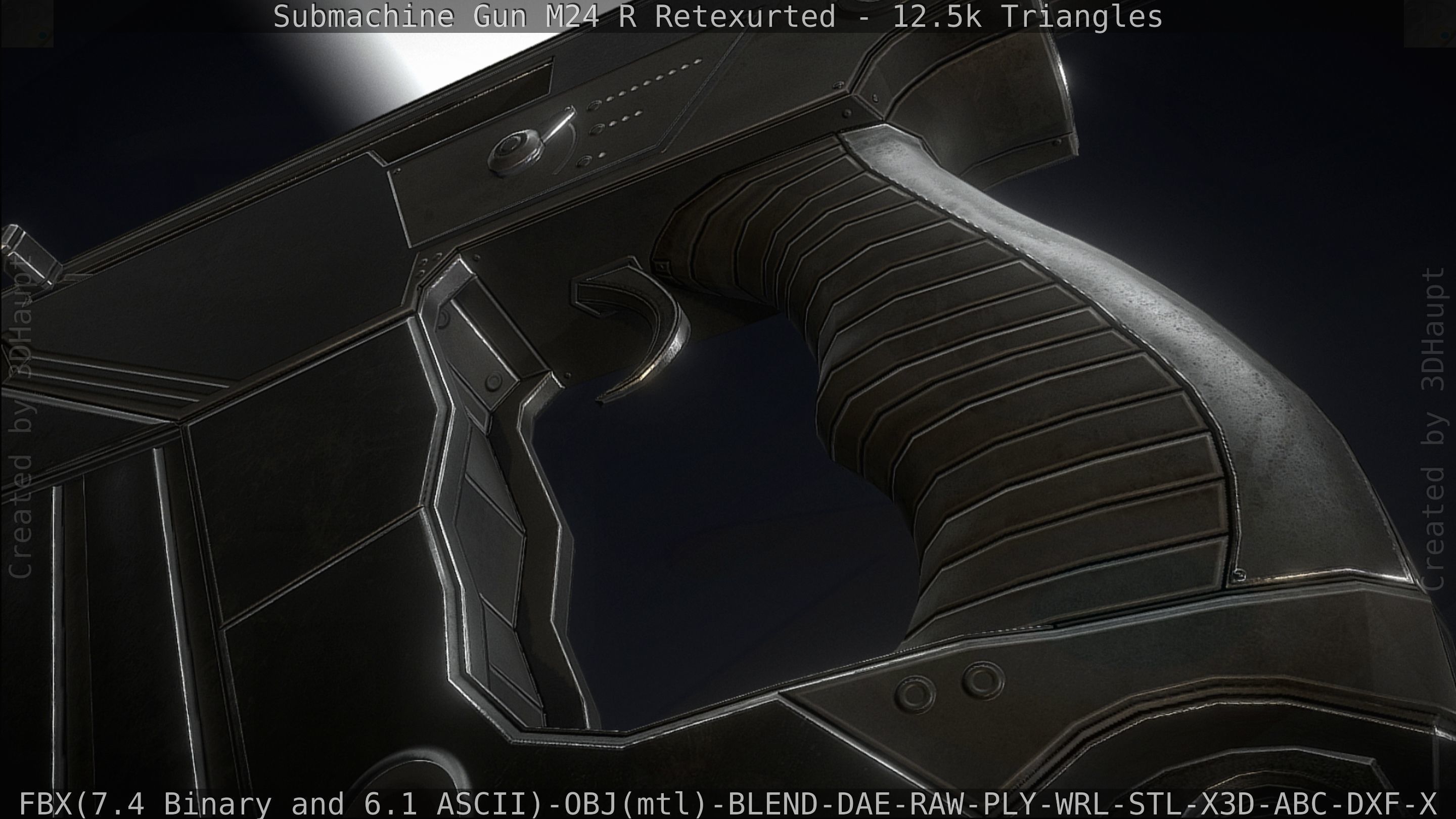 Submachine Gun M24 R Retexurted Low-poly 3D model_90