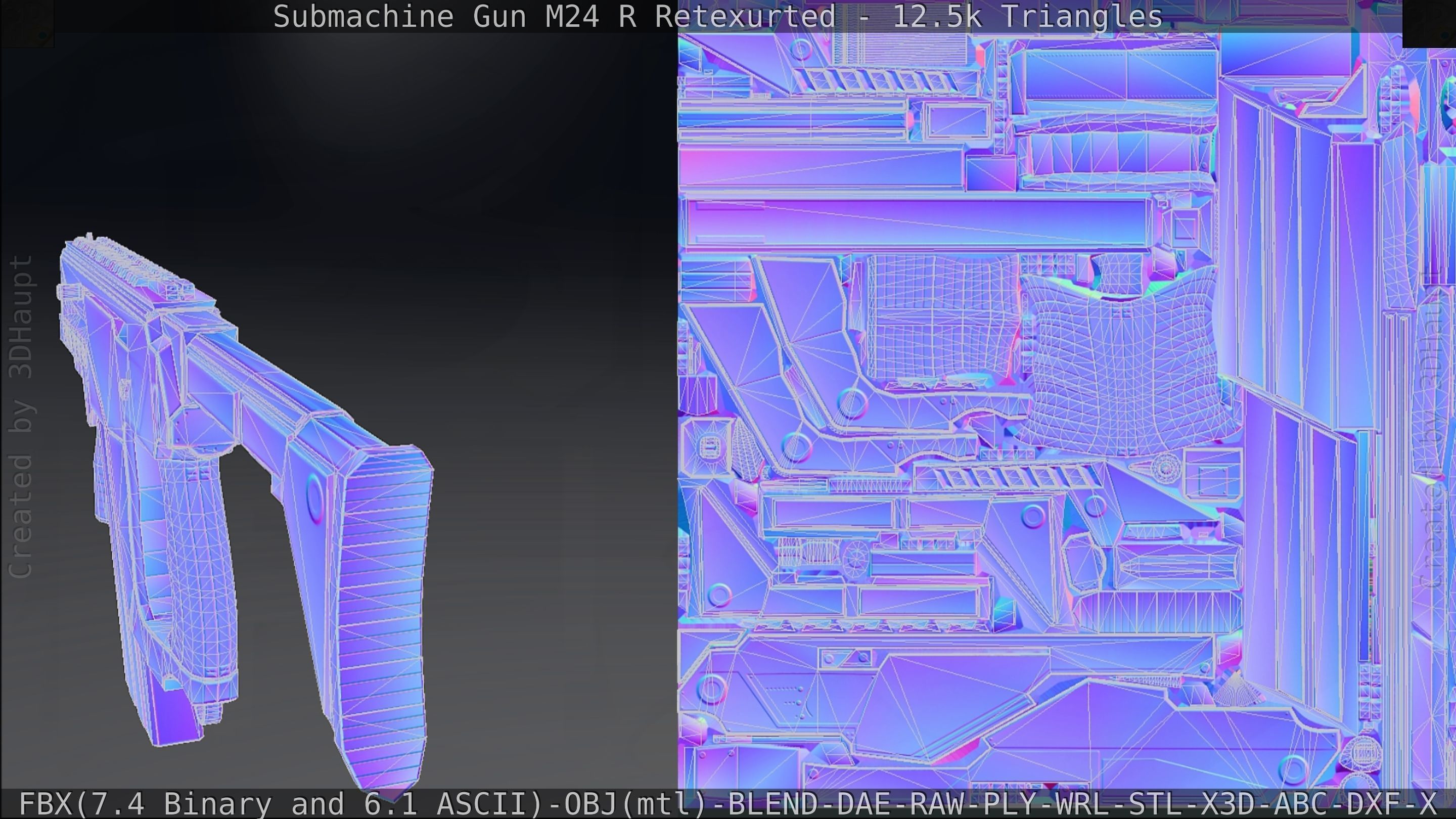Submachine Gun M24 R Retexurted Low-poly 3D model_303