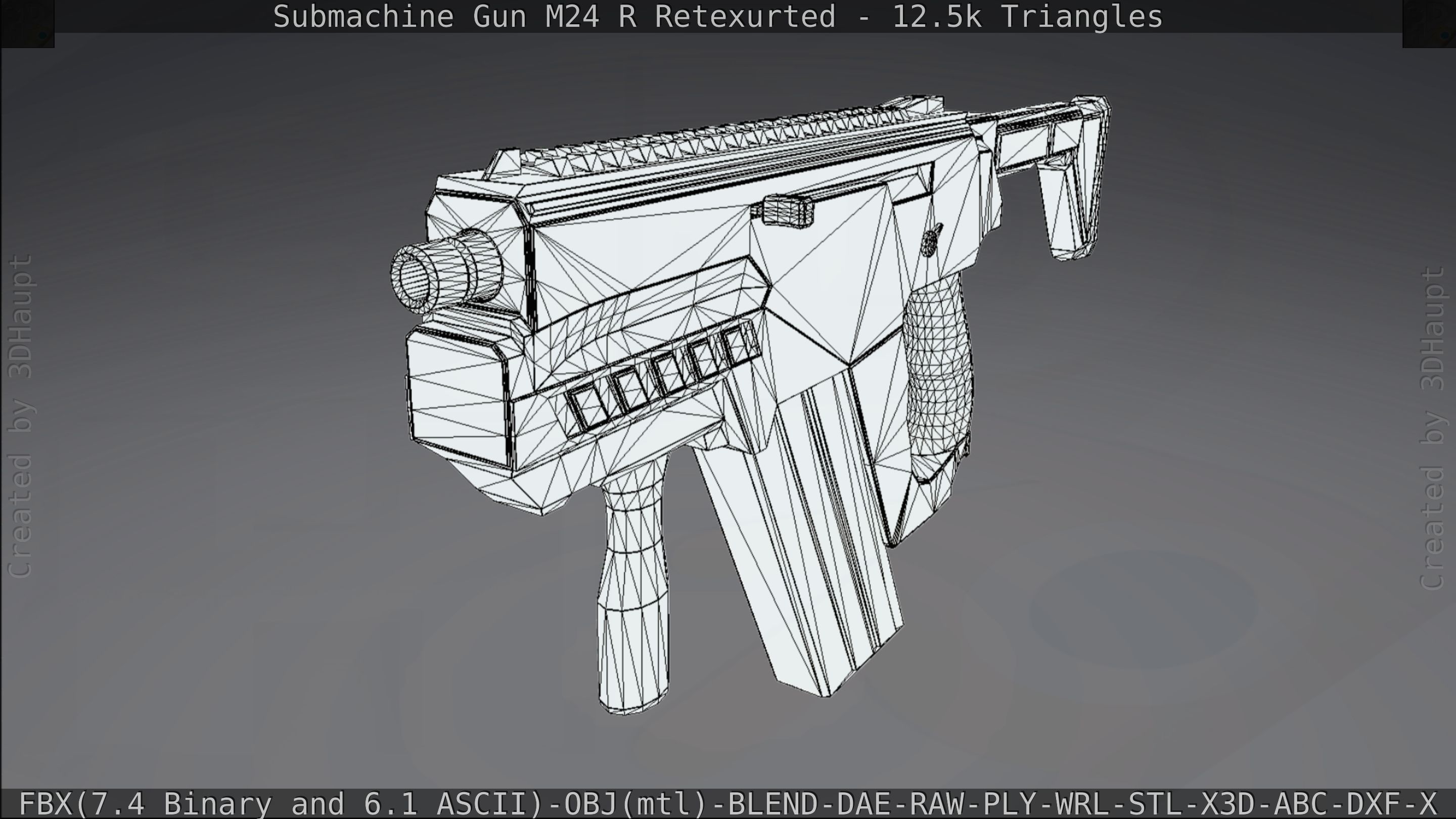 Submachine Gun M24 R Retexurted Low-poly 3D model_195