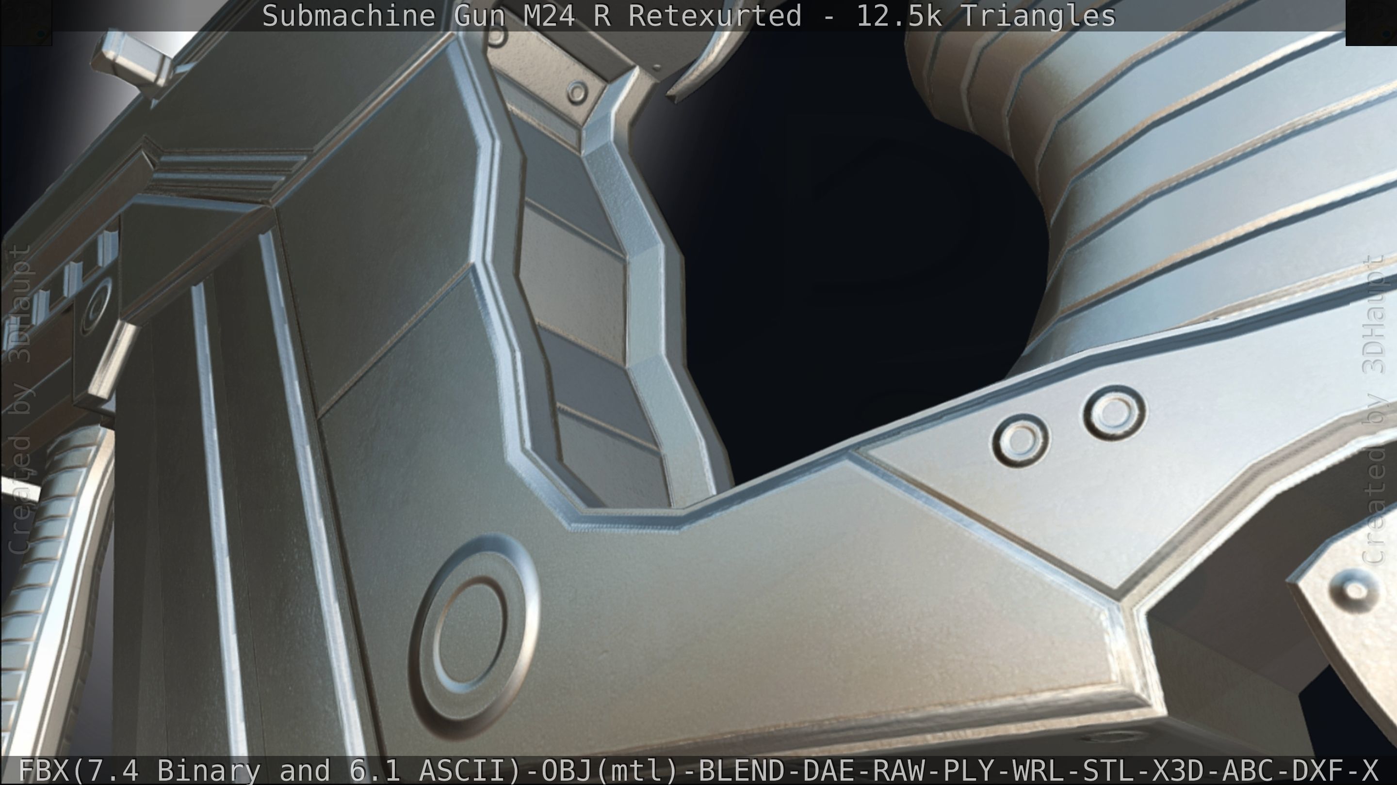 Submachine Gun M24 R Retexurted Low-poly 3D model_417