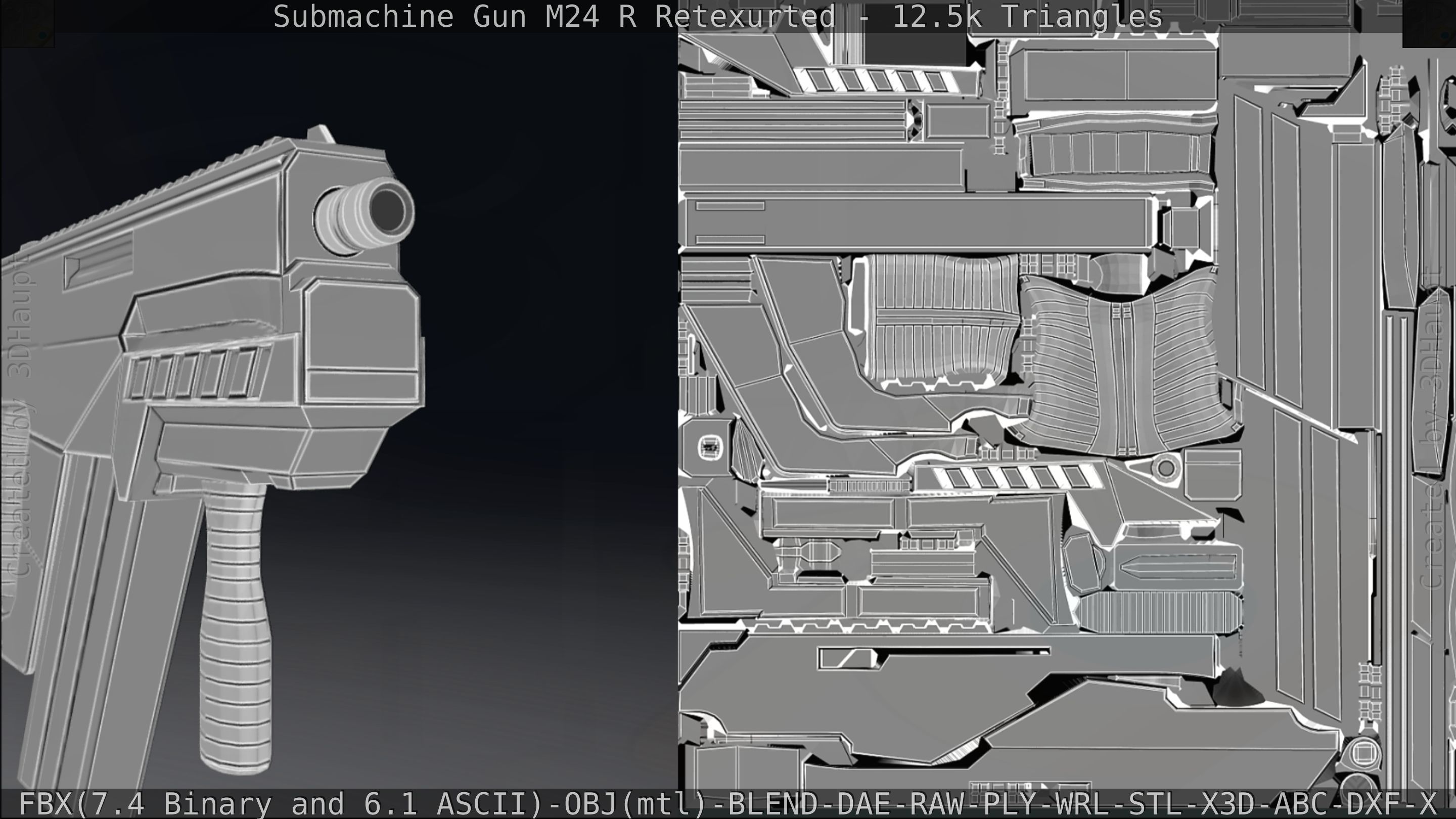 Submachine Gun M24 R Retexurted Low-poly 3D model_359