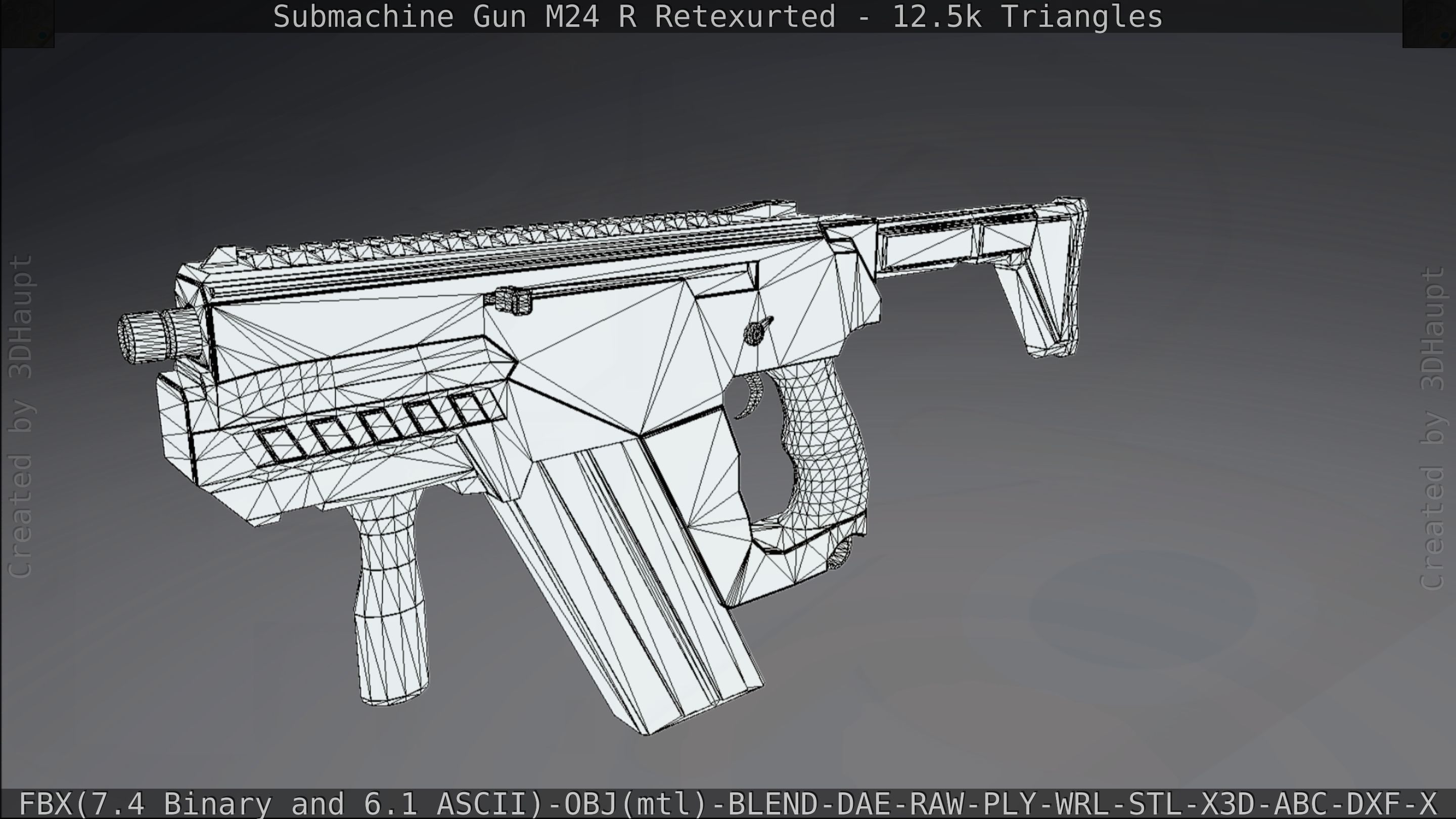 Submachine Gun M24 R Retexurted Low-poly 3D model_234