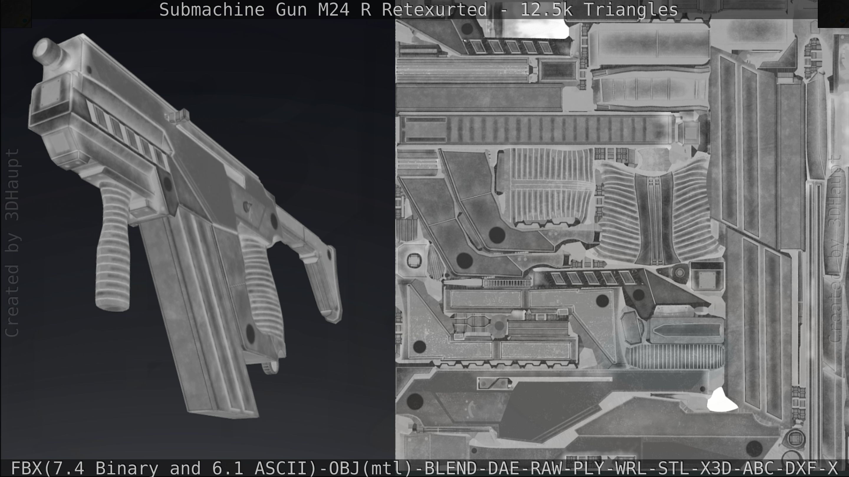 Submachine Gun M24 R Retexurted Low-poly 3D model_285
