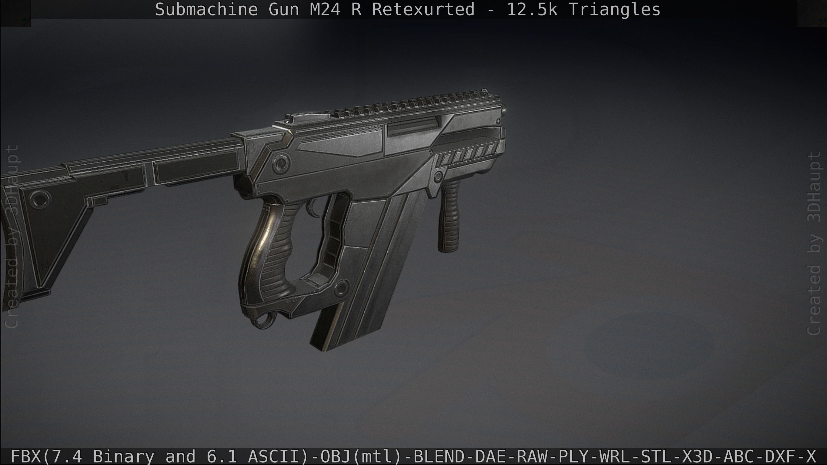 Submachine Gun M24 R Retexurted Low-poly 3D model_182