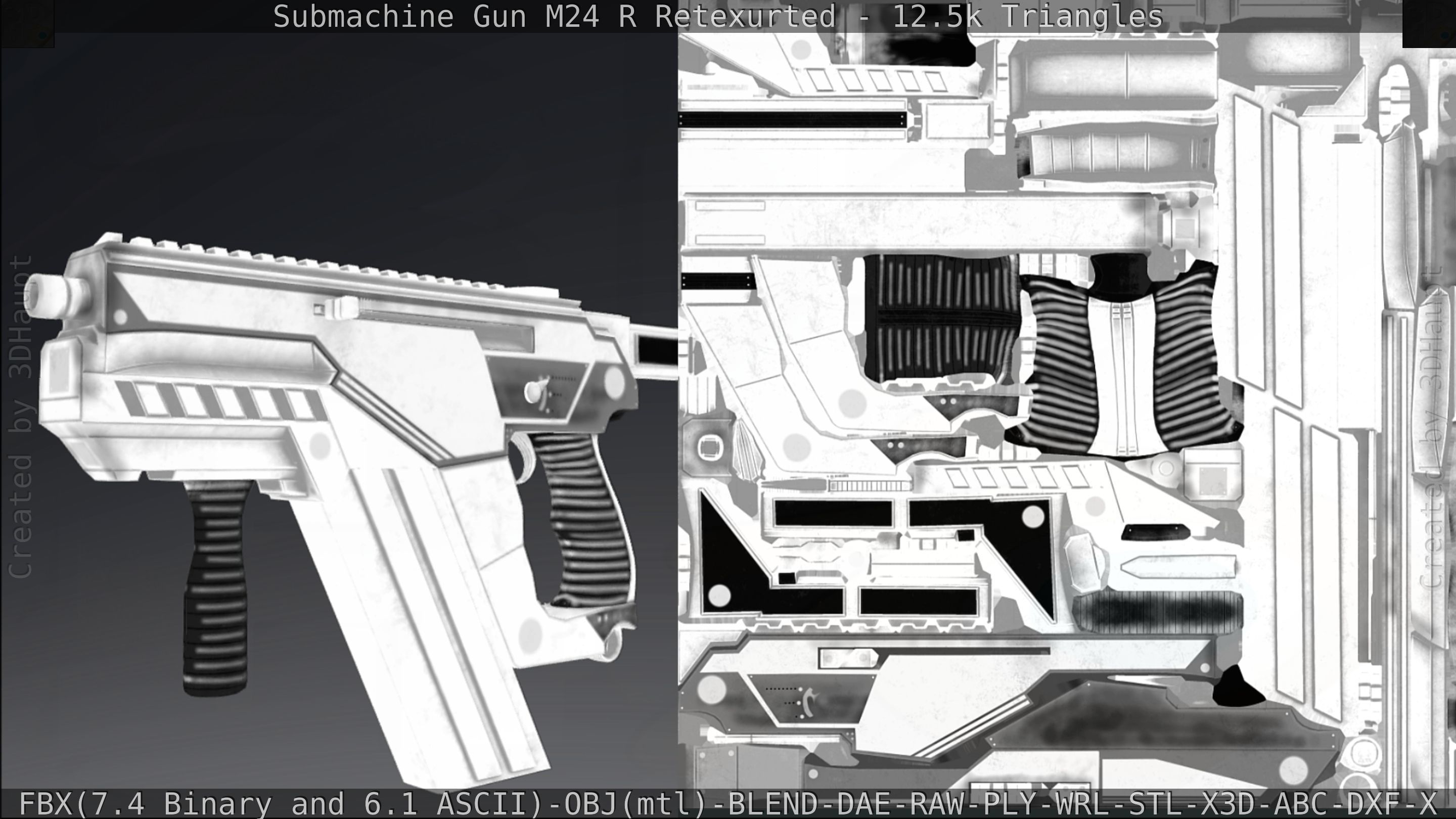 Submachine Gun M24 R Retexurted Low-poly 3D model_261