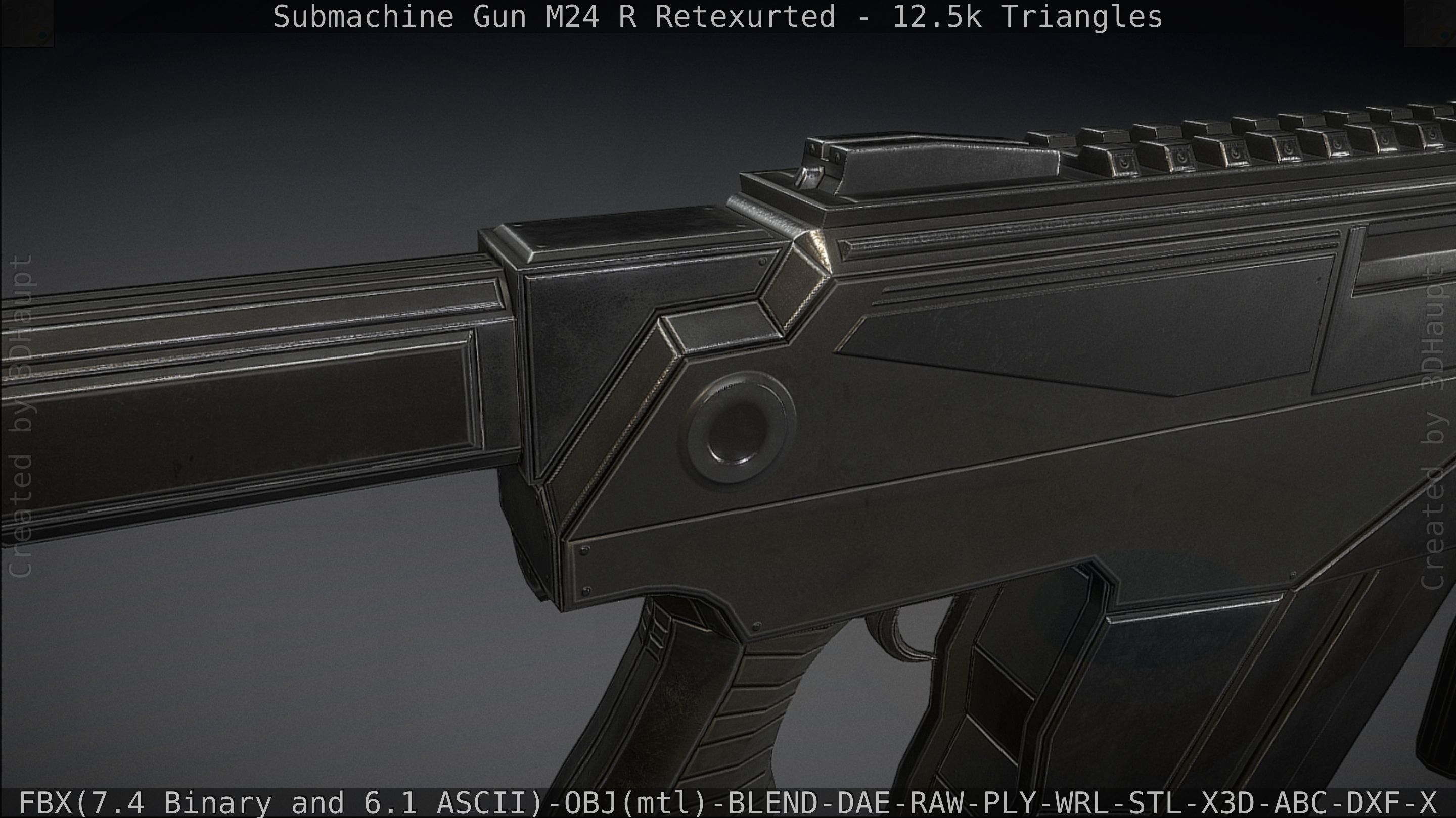 Submachine Gun M24 R Retexurted Low-poly 3D model_145