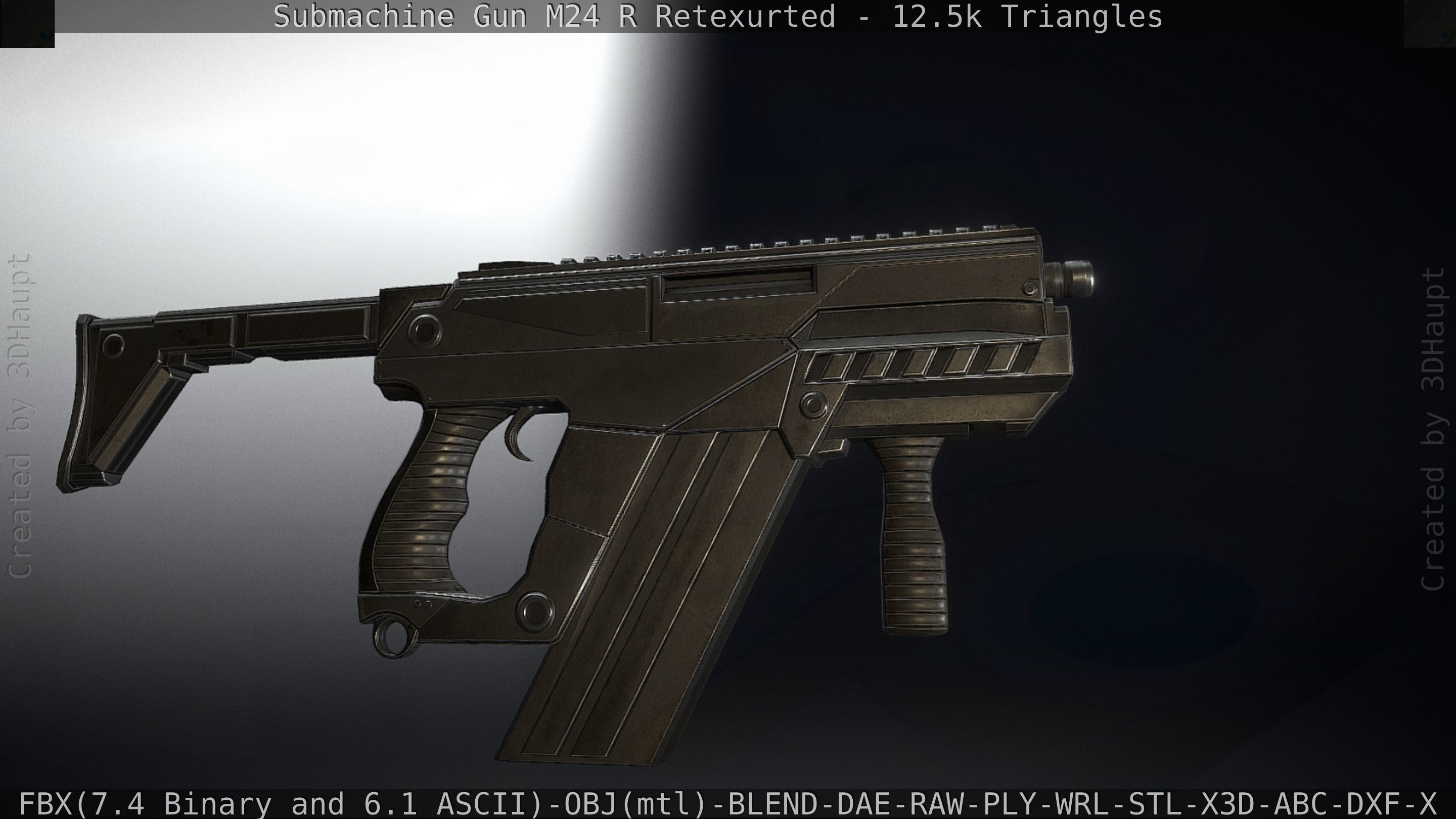 Submachine Gun M24 R Retexurted Low-poly 3D model_20