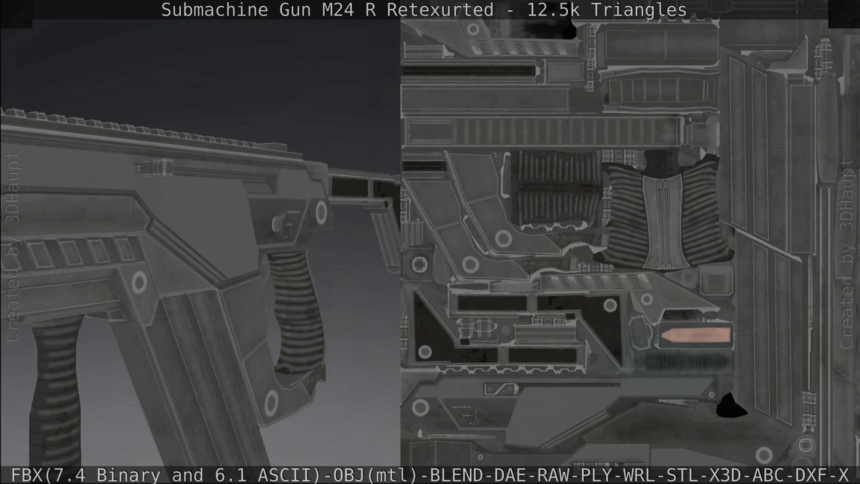 Submachine Gun M24 R Retexurted Low-poly 3D model_244