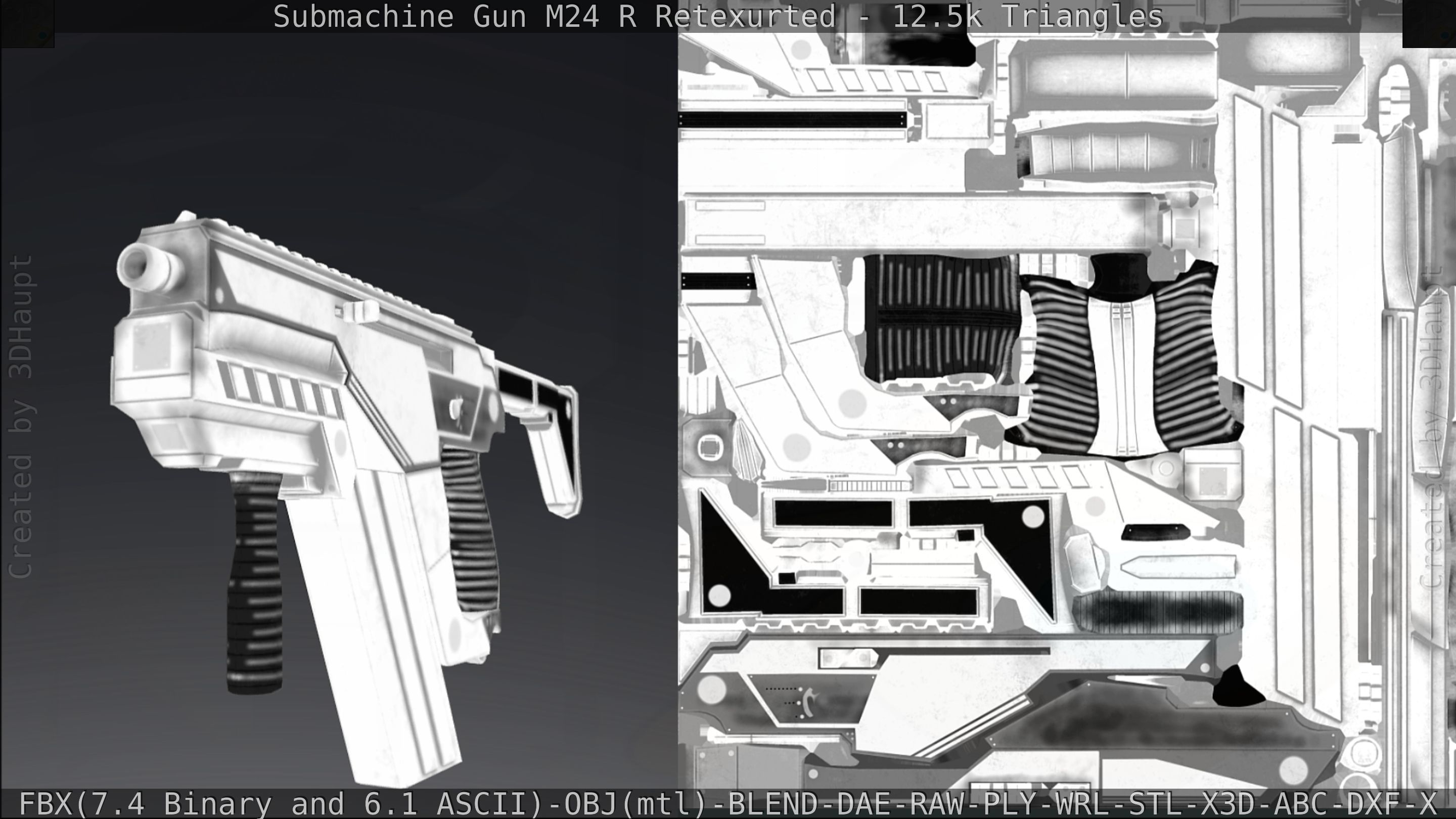 Submachine Gun M24 R Retexurted Low-poly 3D model_259