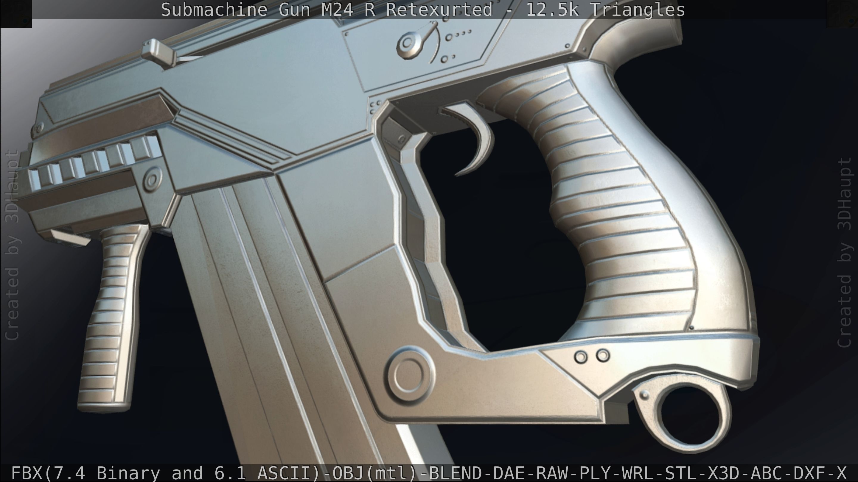 Submachine Gun M24 R Retexurted Low-poly 3D model_433