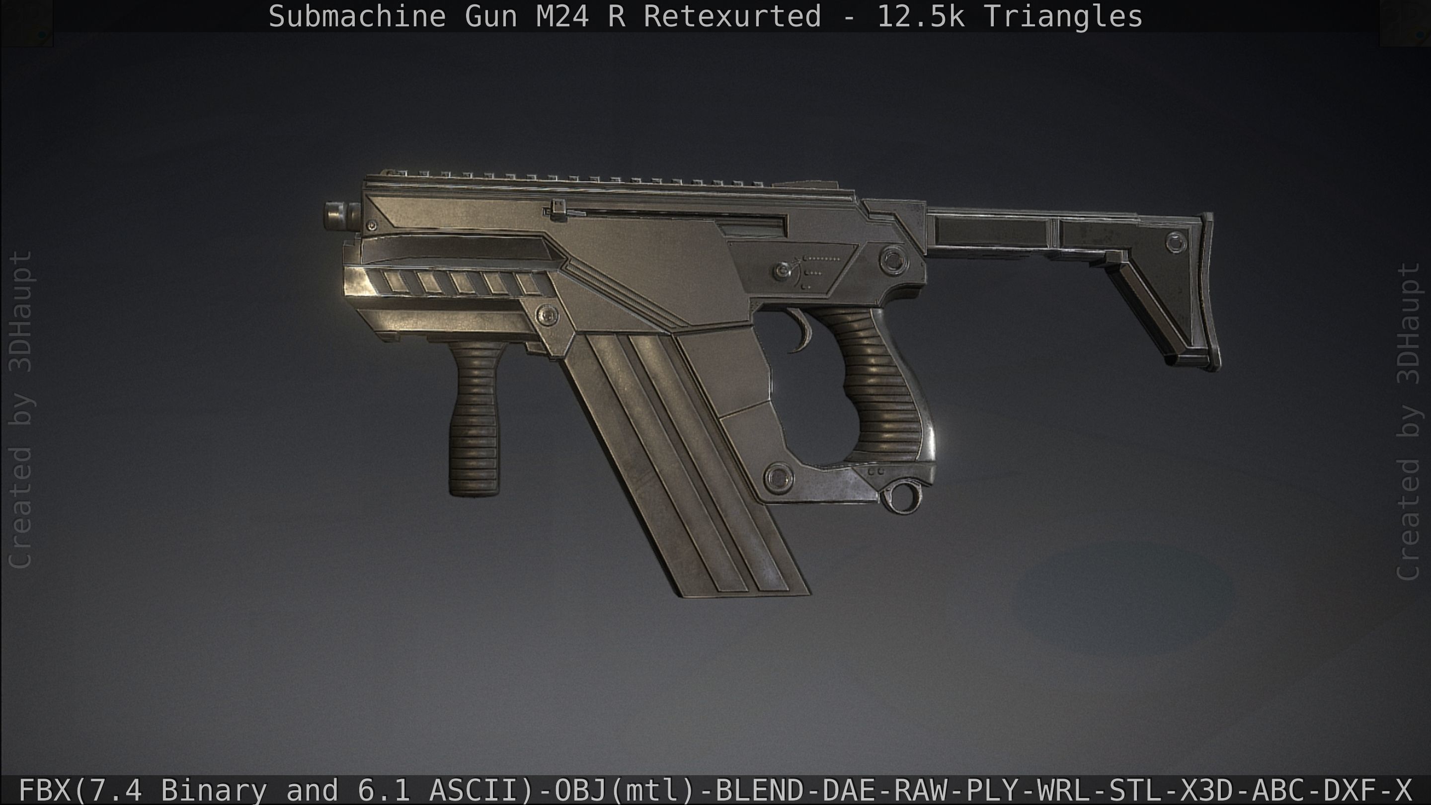 Submachine Gun M24 R Retexurted Low-poly 3D model_168