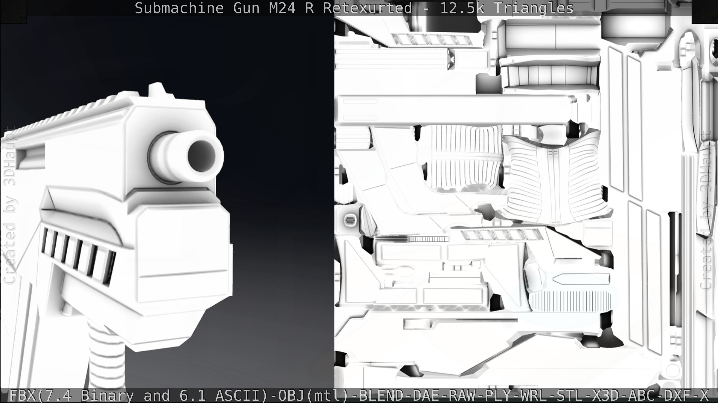 Submachine Gun M24 R Retexurted Low-poly 3D model_323