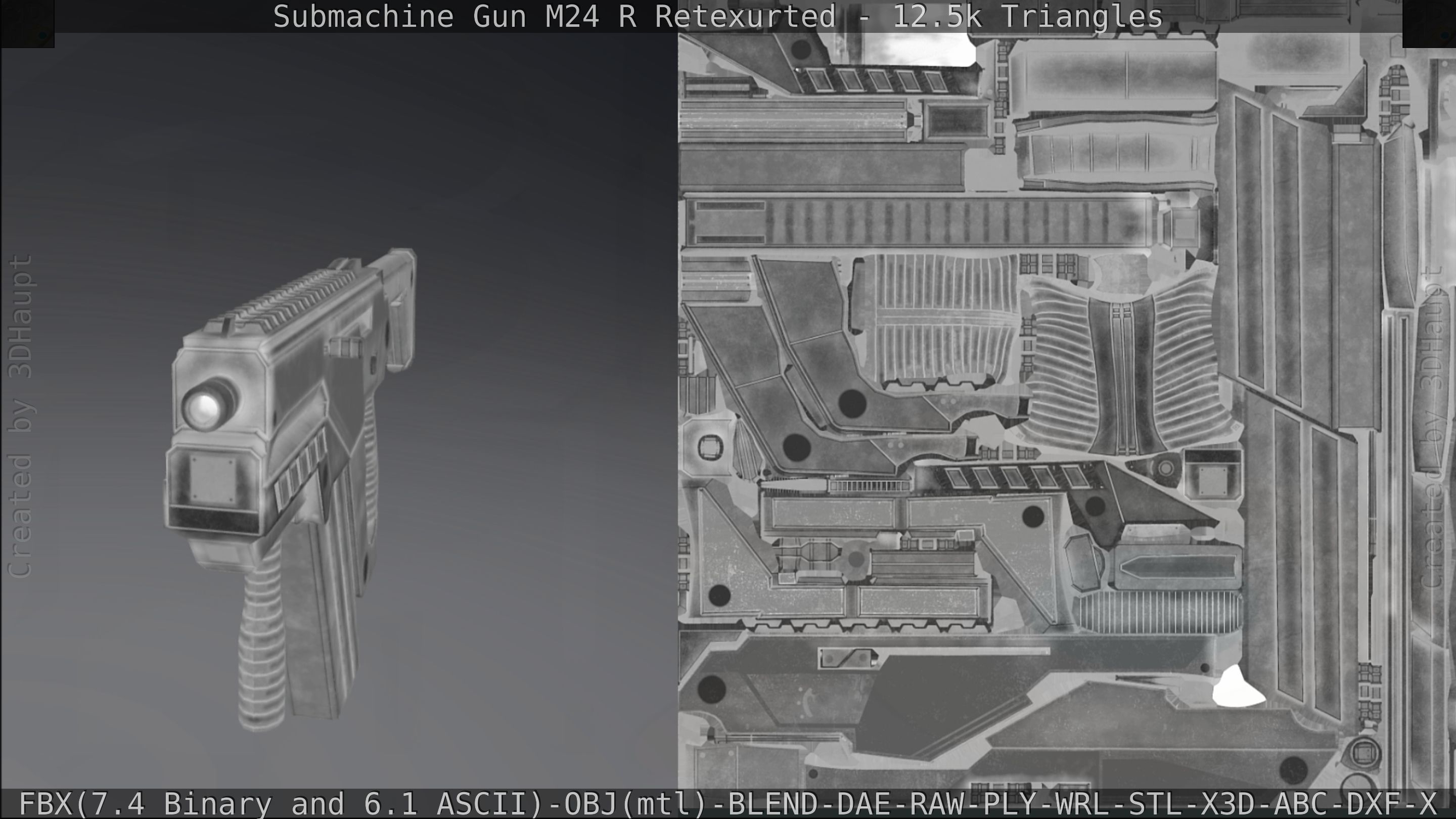Submachine Gun M24 R Retexurted Low-poly 3D model_282