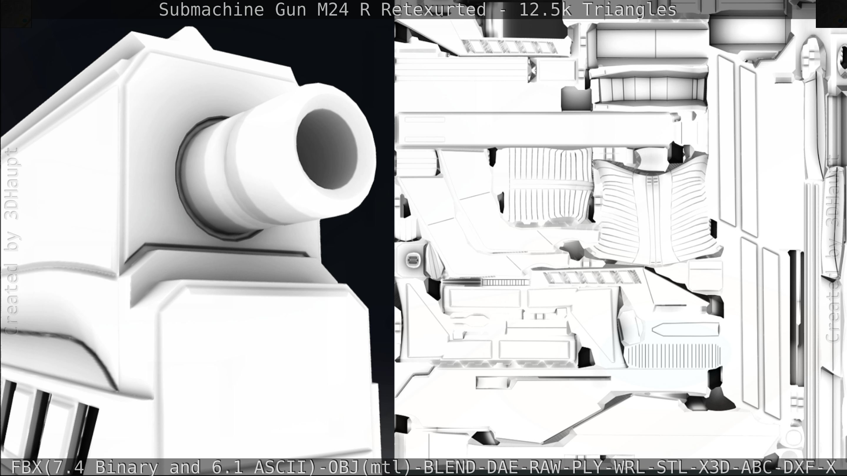 Submachine Gun M24 R Retexurted Low-poly 3D model_328