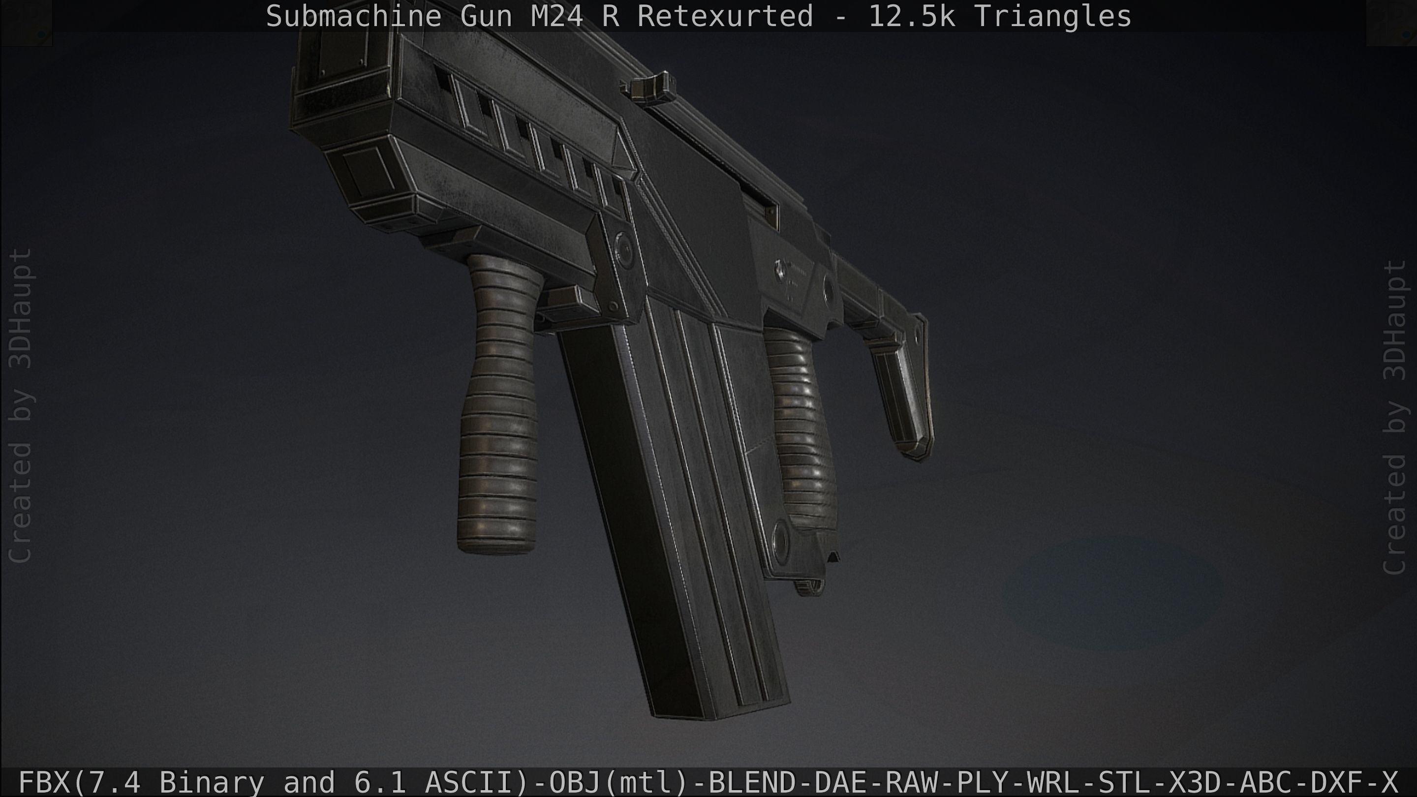 Submachine Gun M24 R Retexurted Low-poly 3D model_186