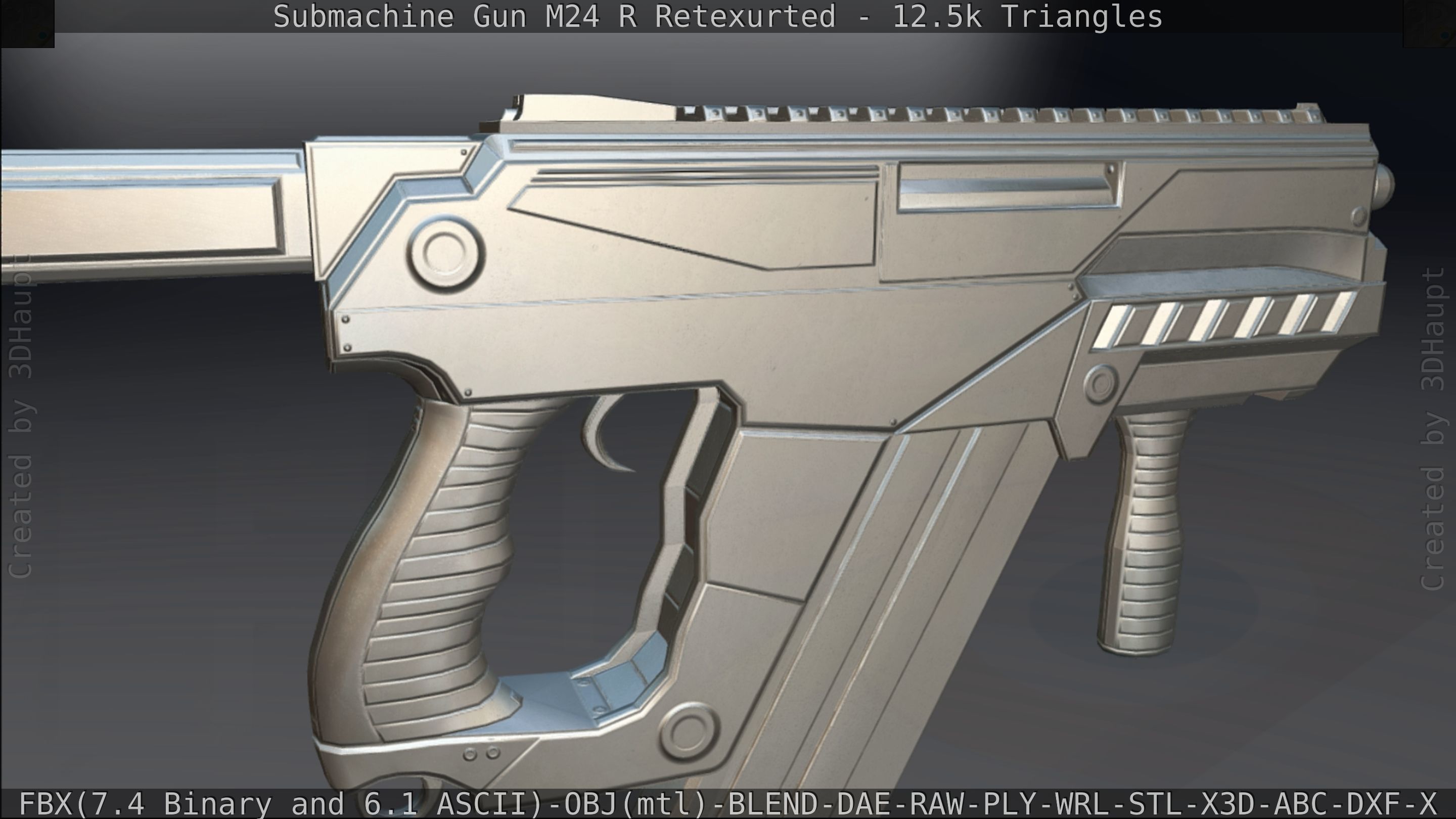 Submachine Gun M24 R Retexurted Low-poly 3D model_421