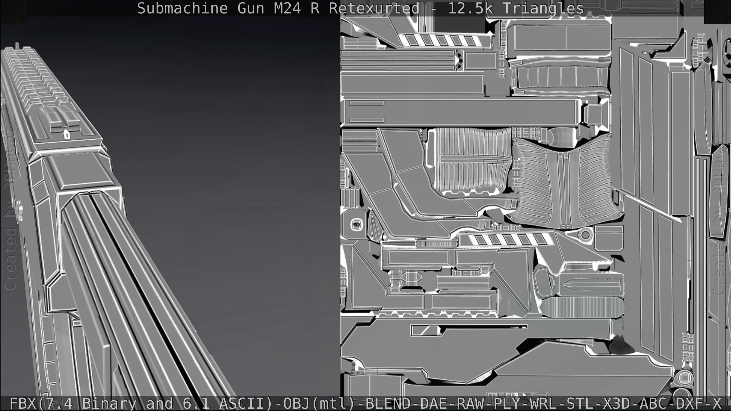 Submachine Gun M24 R Retexurted Low-poly 3D model_379
