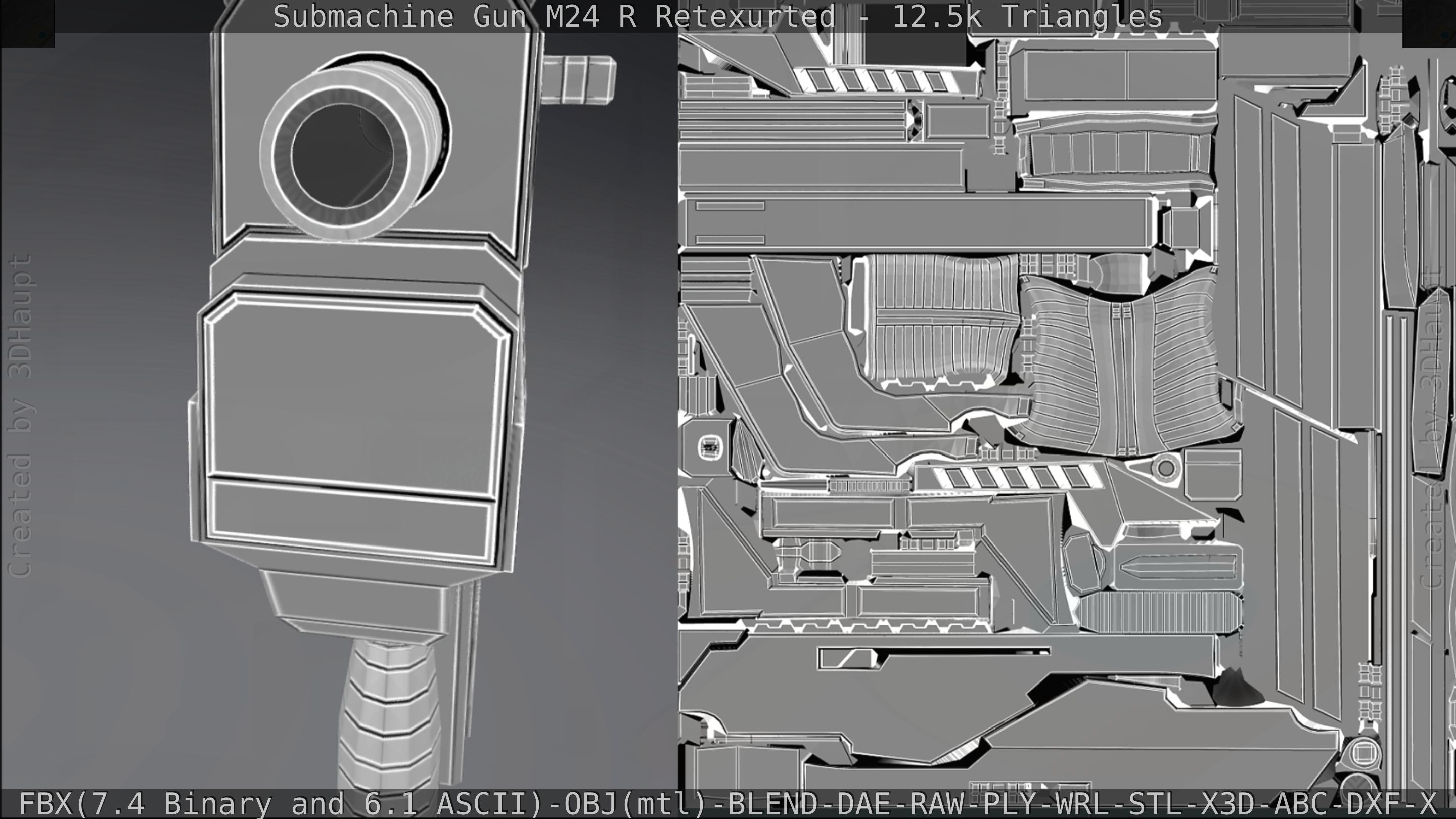Submachine Gun M24 R Retexurted Low-poly 3D model_369
