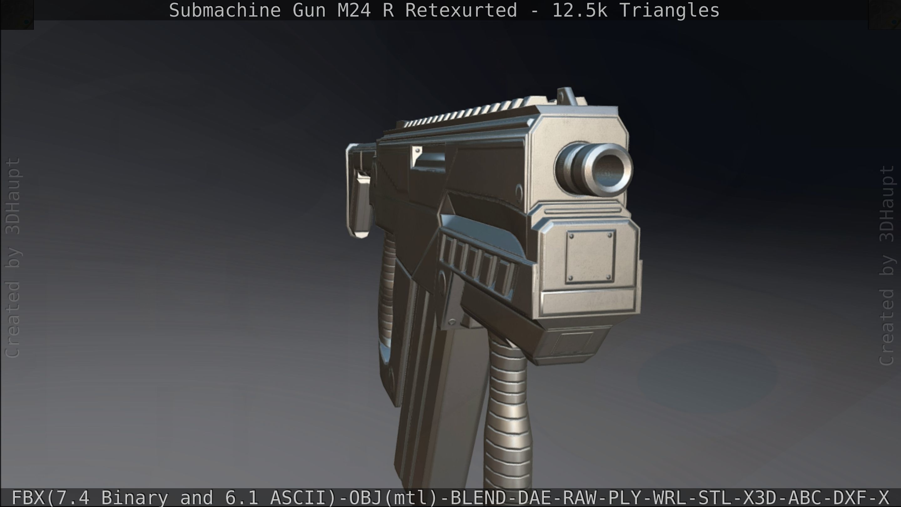 Submachine Gun M24 R Retexurted Low-poly 3D model_424