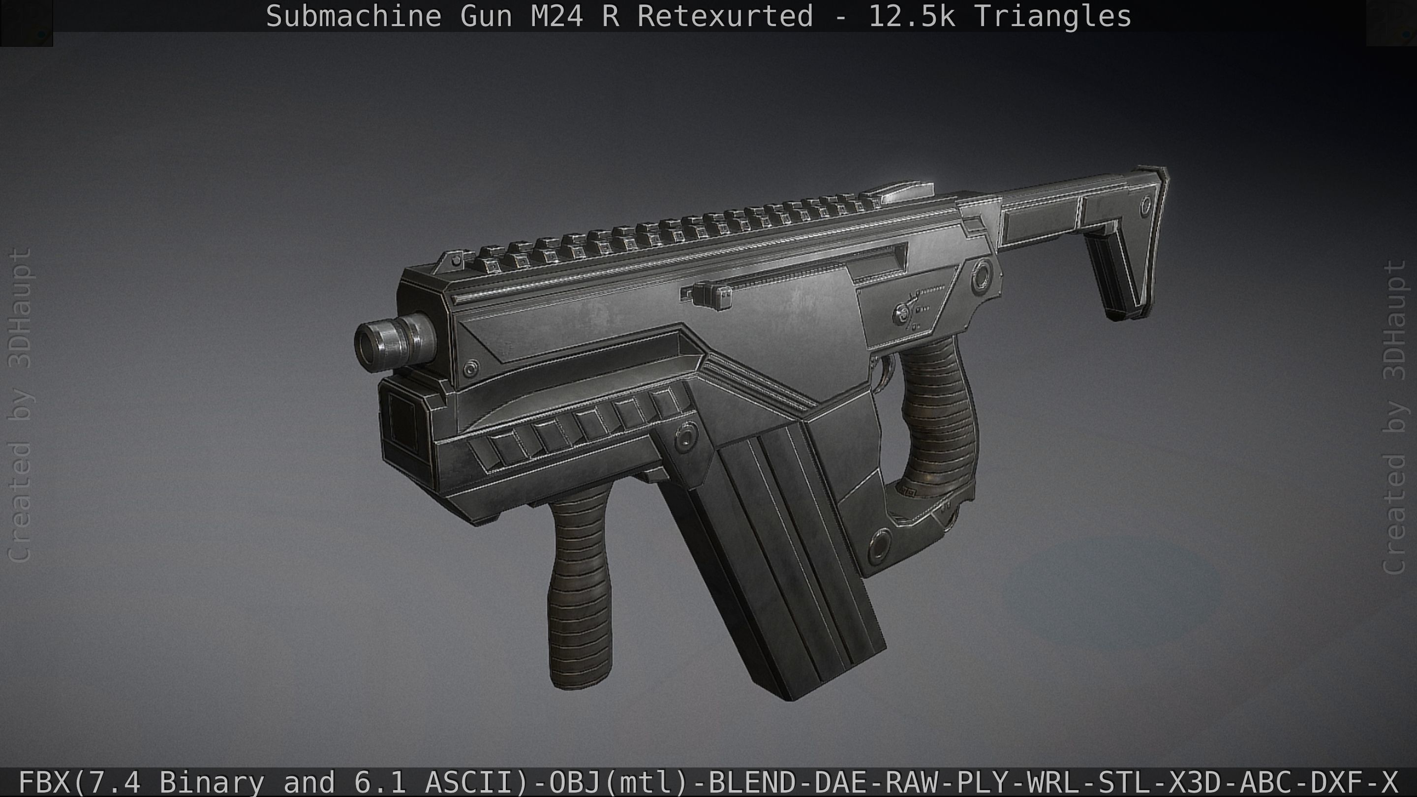 Submachine Gun M24 R Retexurted Low-poly 3D model_37