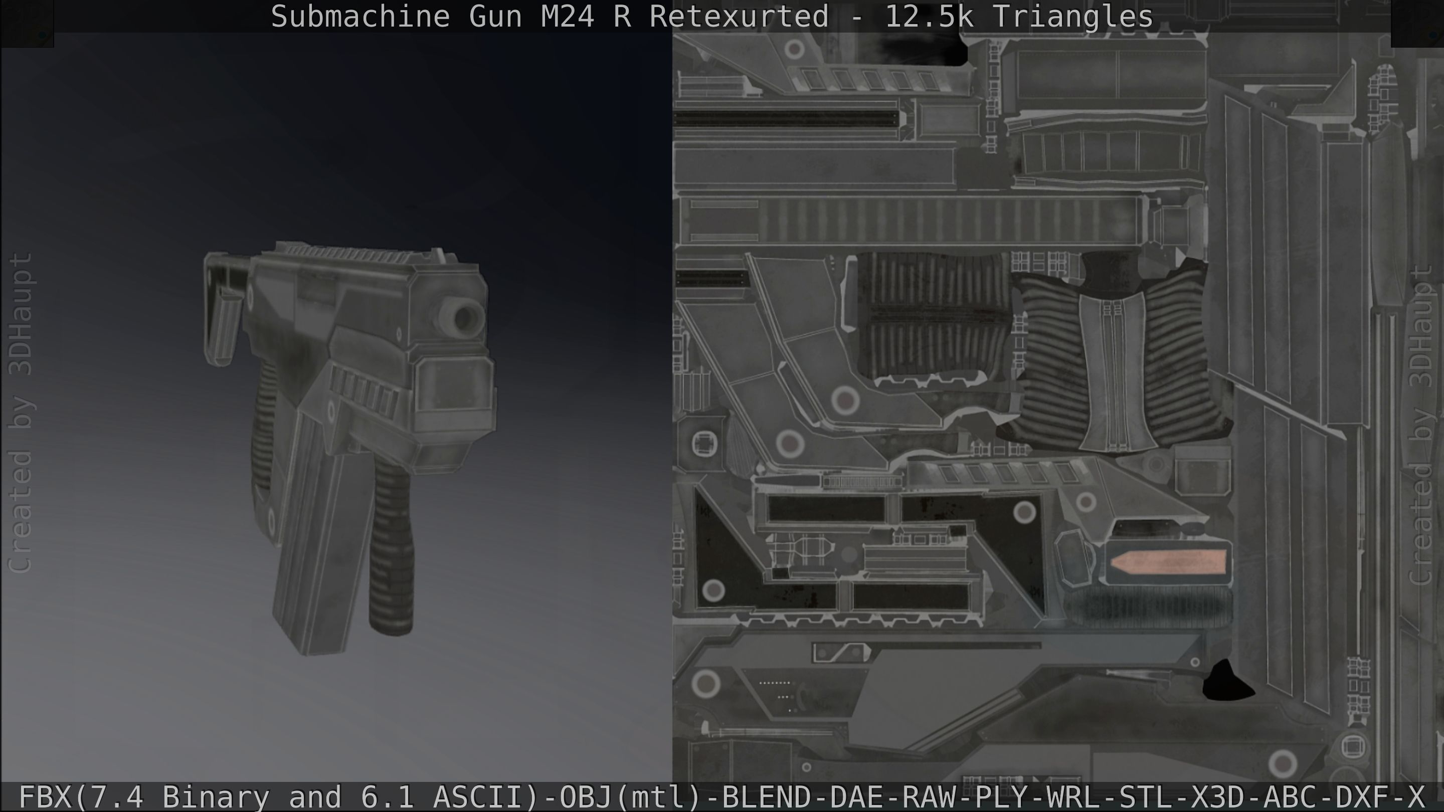 Submachine Gun M24 R Retexurted Low-poly 3D model_253
