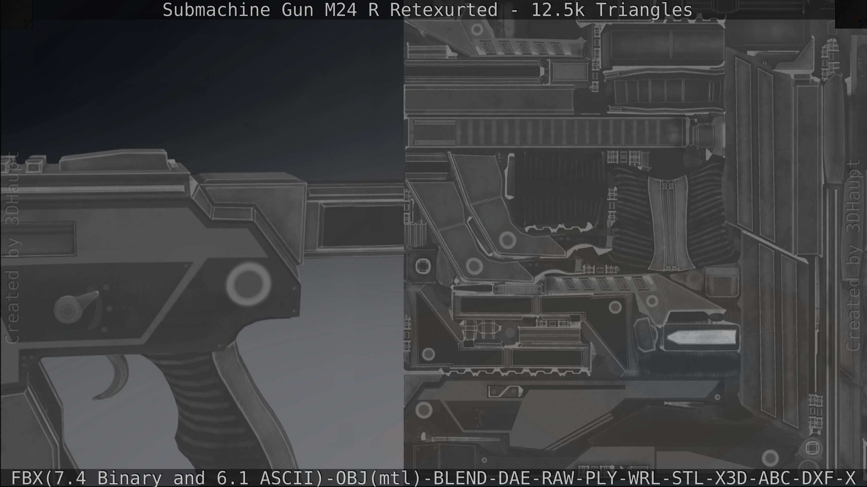 Submachine Gun M24 R Retexurted Low-poly 3D model_381