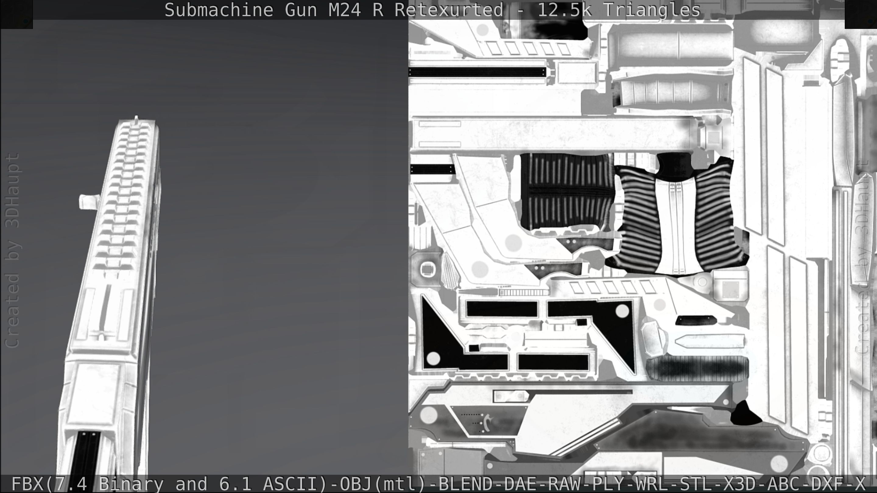 Submachine Gun M24 R Retexurted Low-poly 3D model_263
