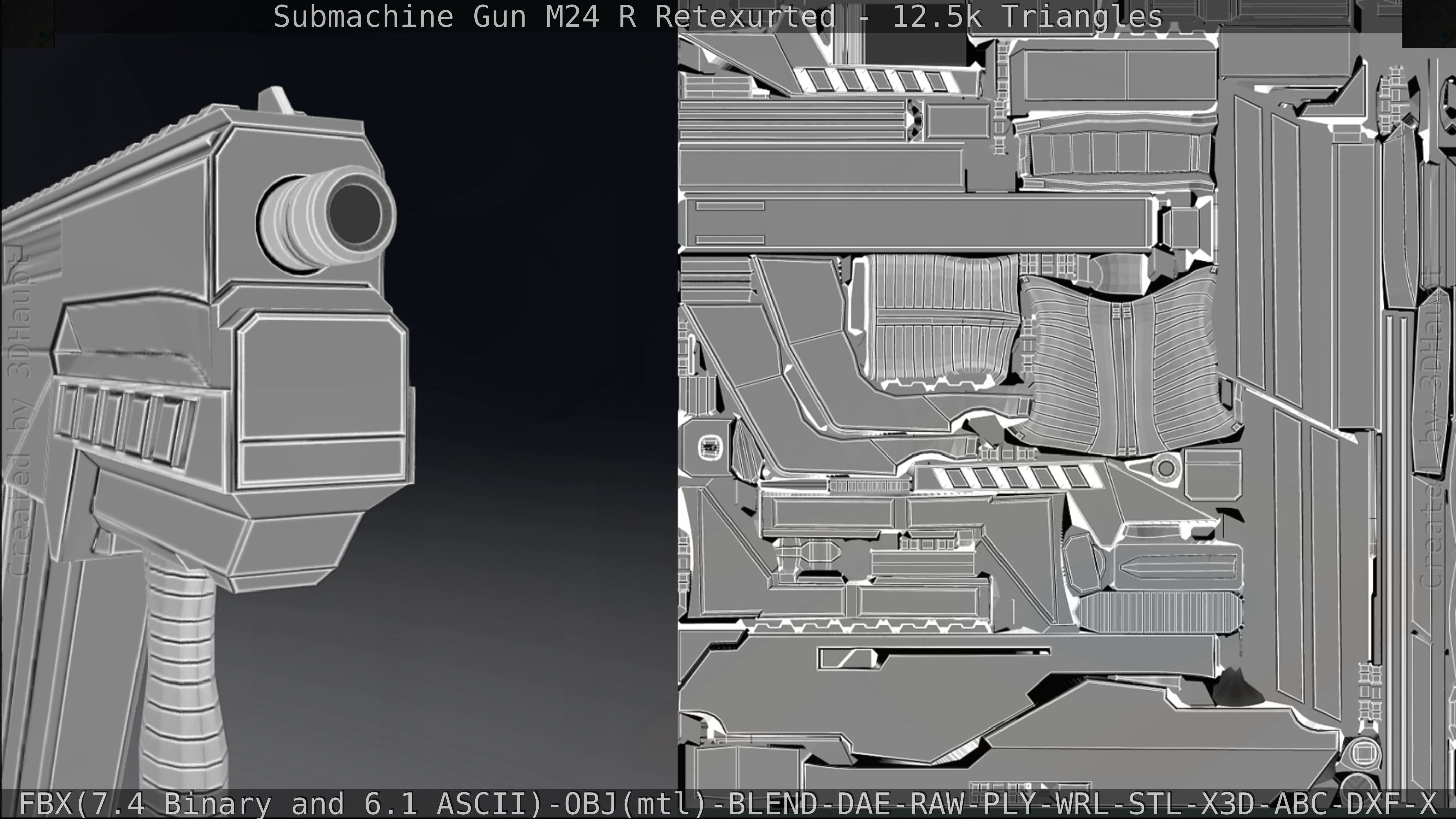 Submachine Gun M24 R Retexurted Low-poly 3D model_360