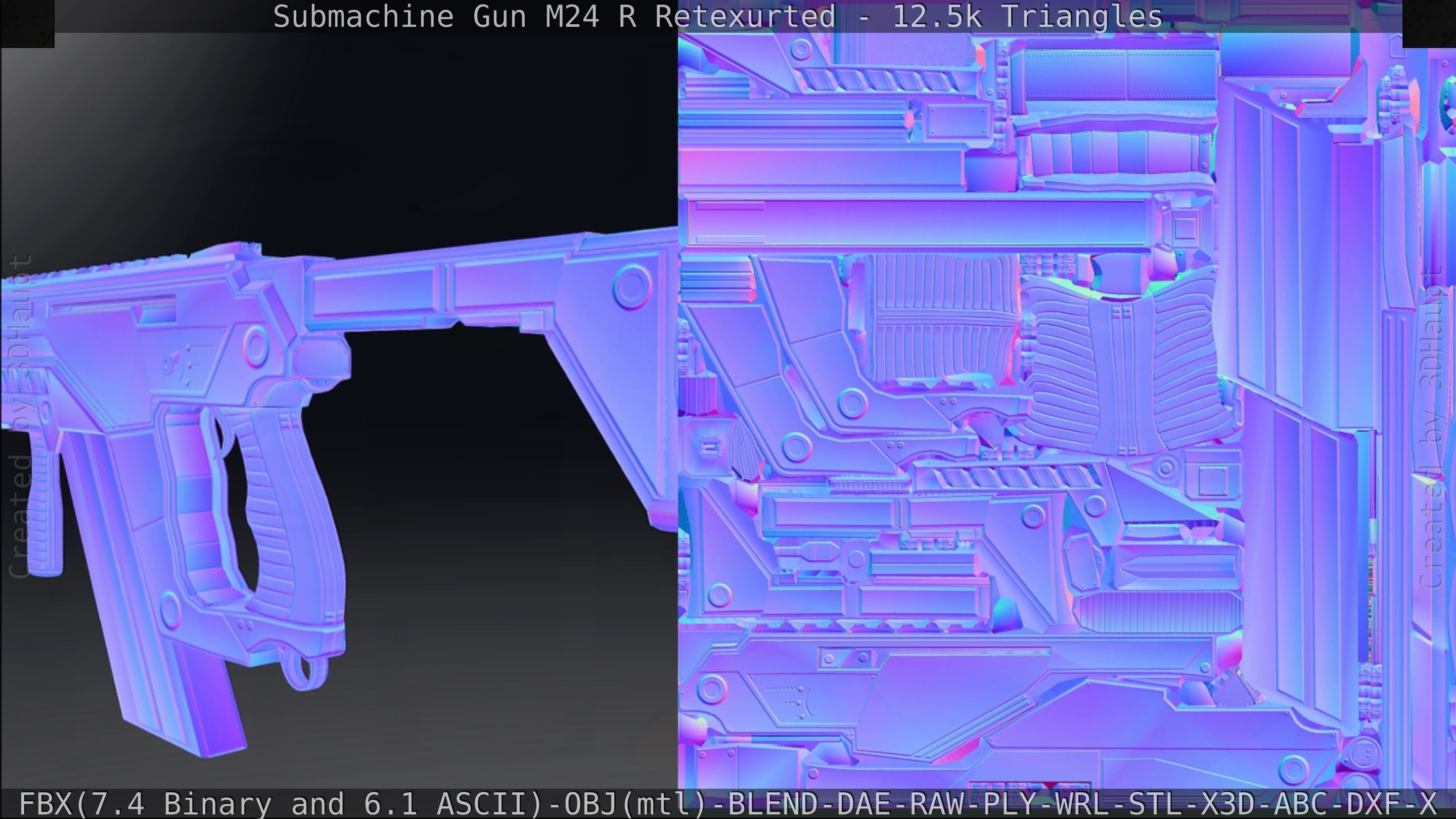 Submachine Gun M24 R Retexurted Low-poly 3D model_297