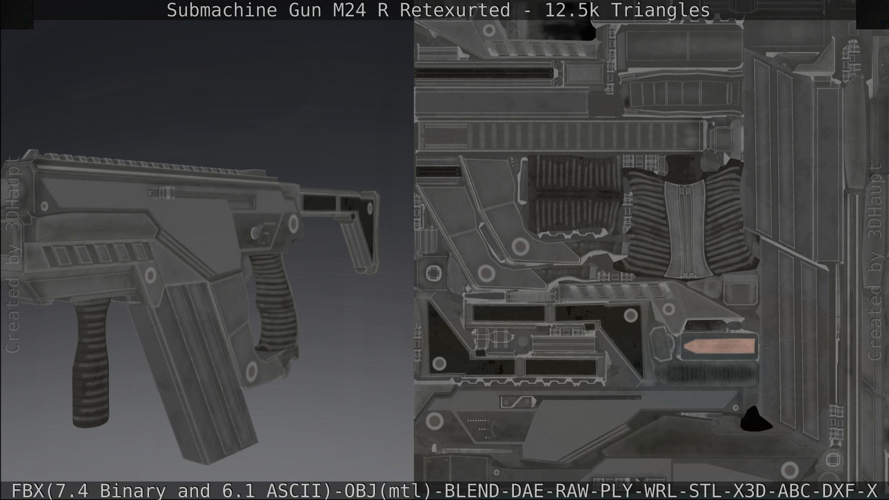 Submachine Gun M24 R Retexurted Low-poly 3D model_247
