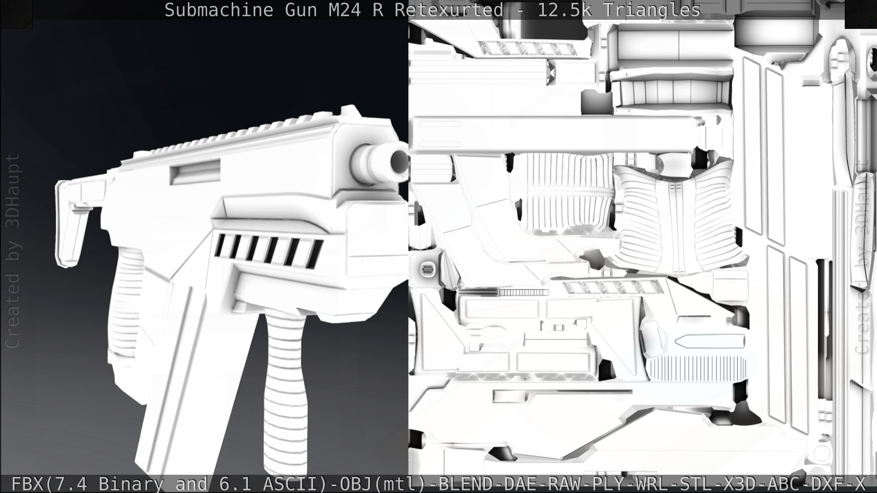 Submachine Gun M24 R Retexurted Low-poly 3D model_322