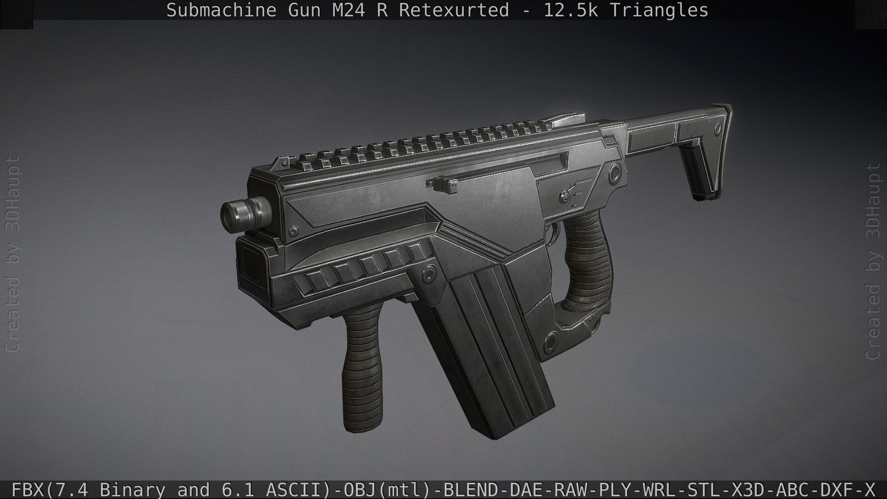 Submachine Gun M24 R Retexurted Low-poly 3D model_34