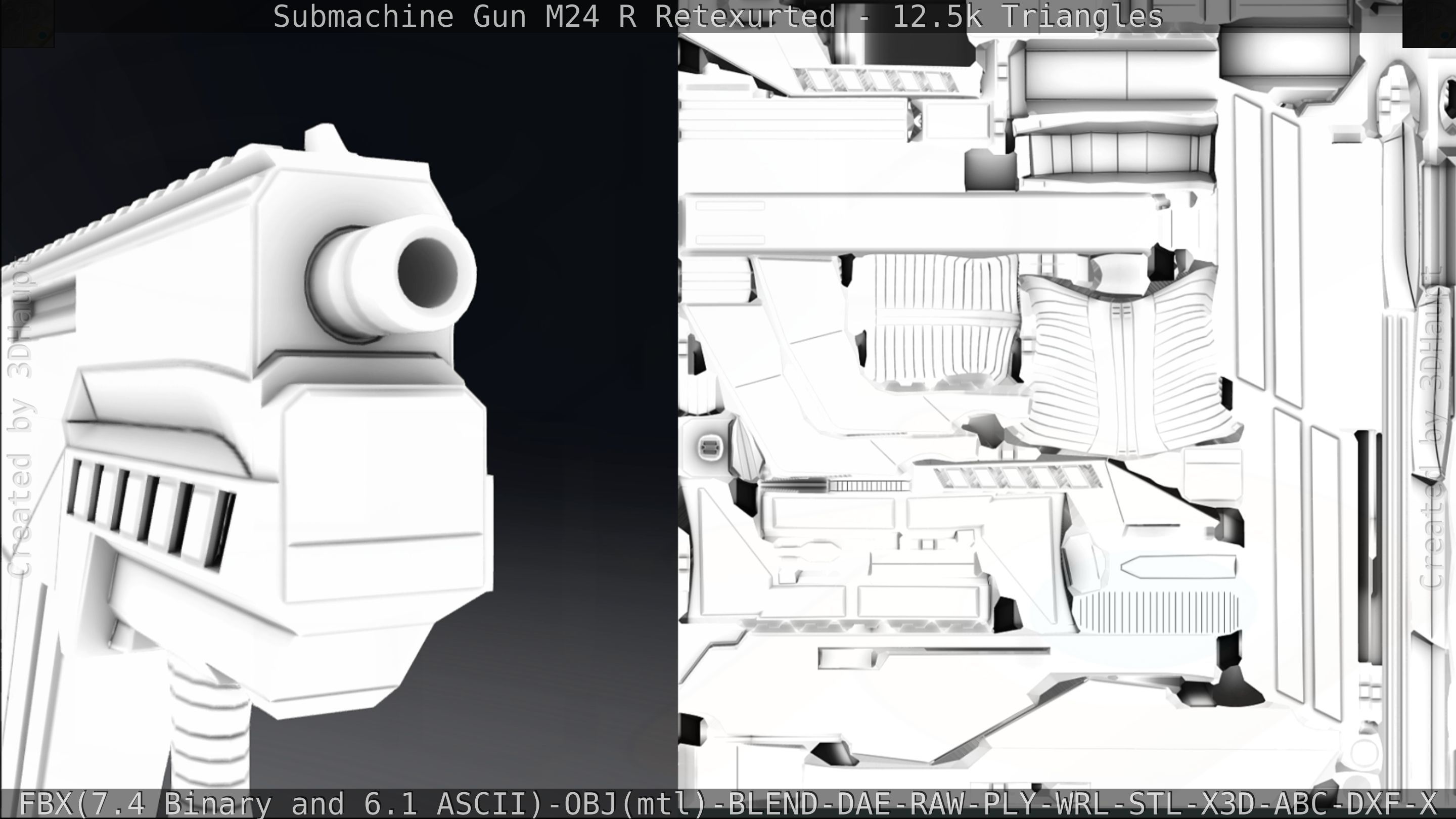 Submachine Gun M24 R Retexurted Low-poly 3D model_324