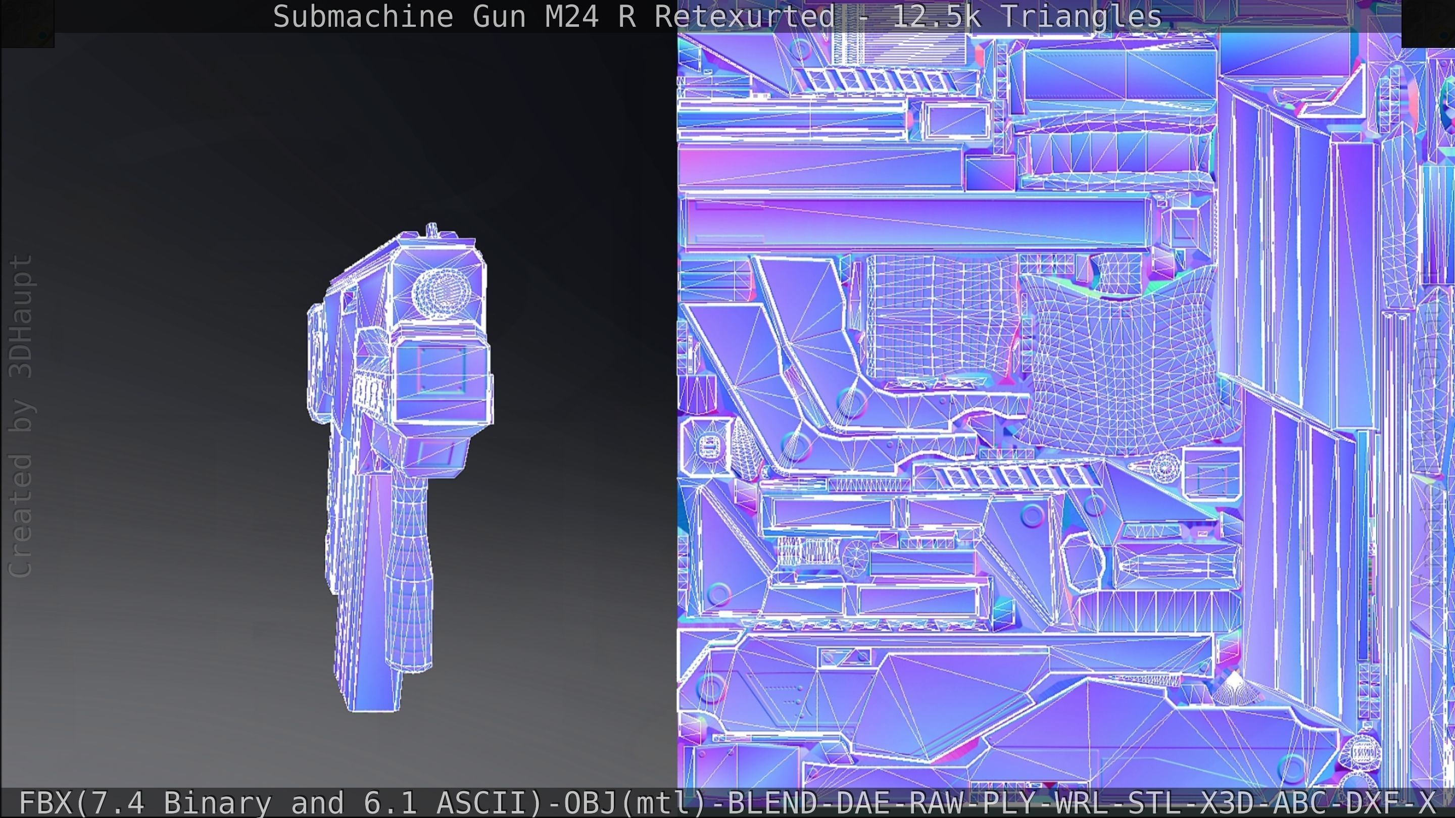 Submachine Gun M24 R Retexurted Low-poly 3D model_310