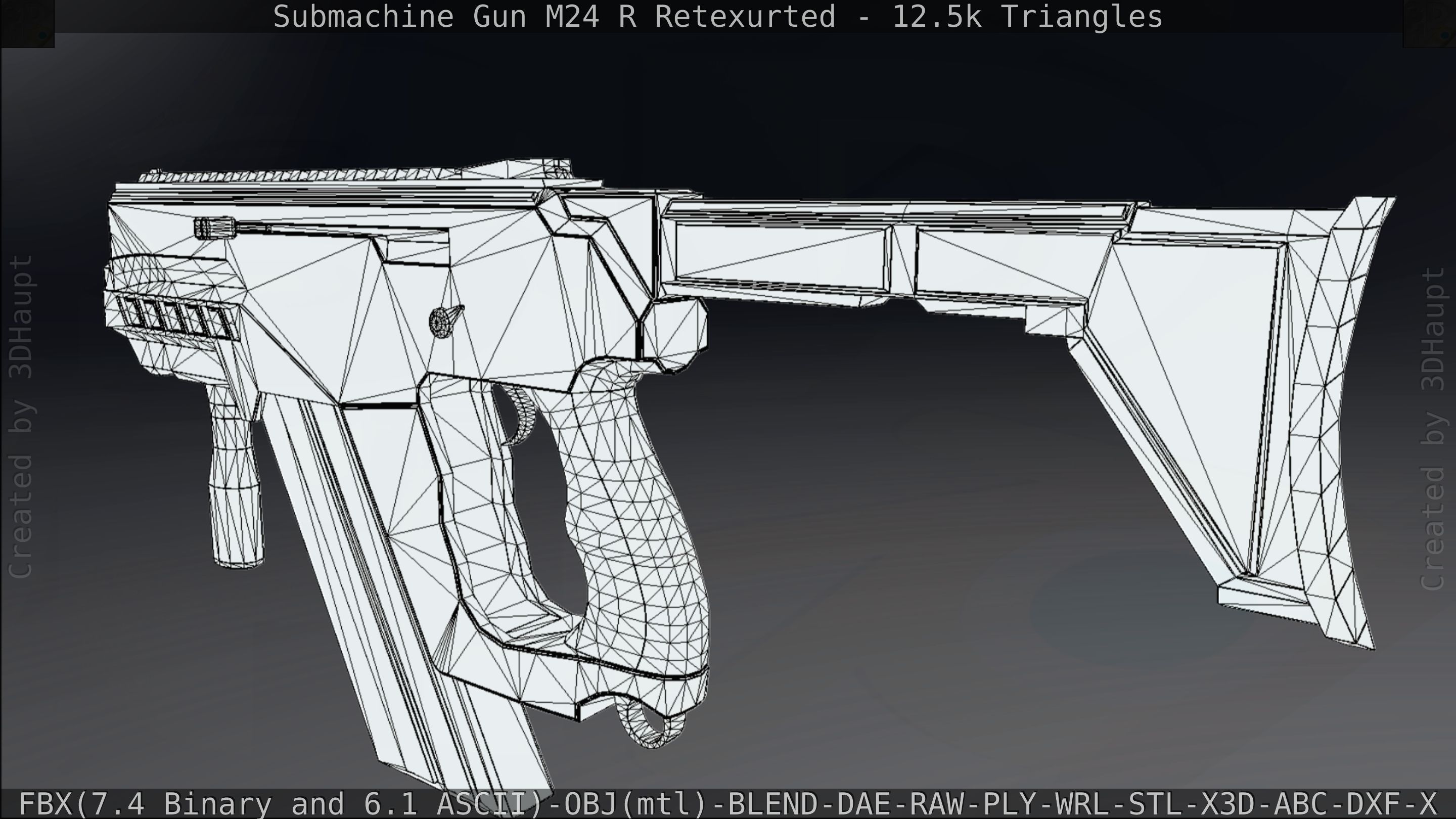 Submachine Gun M24 R Retexurted Low-poly 3D model_230